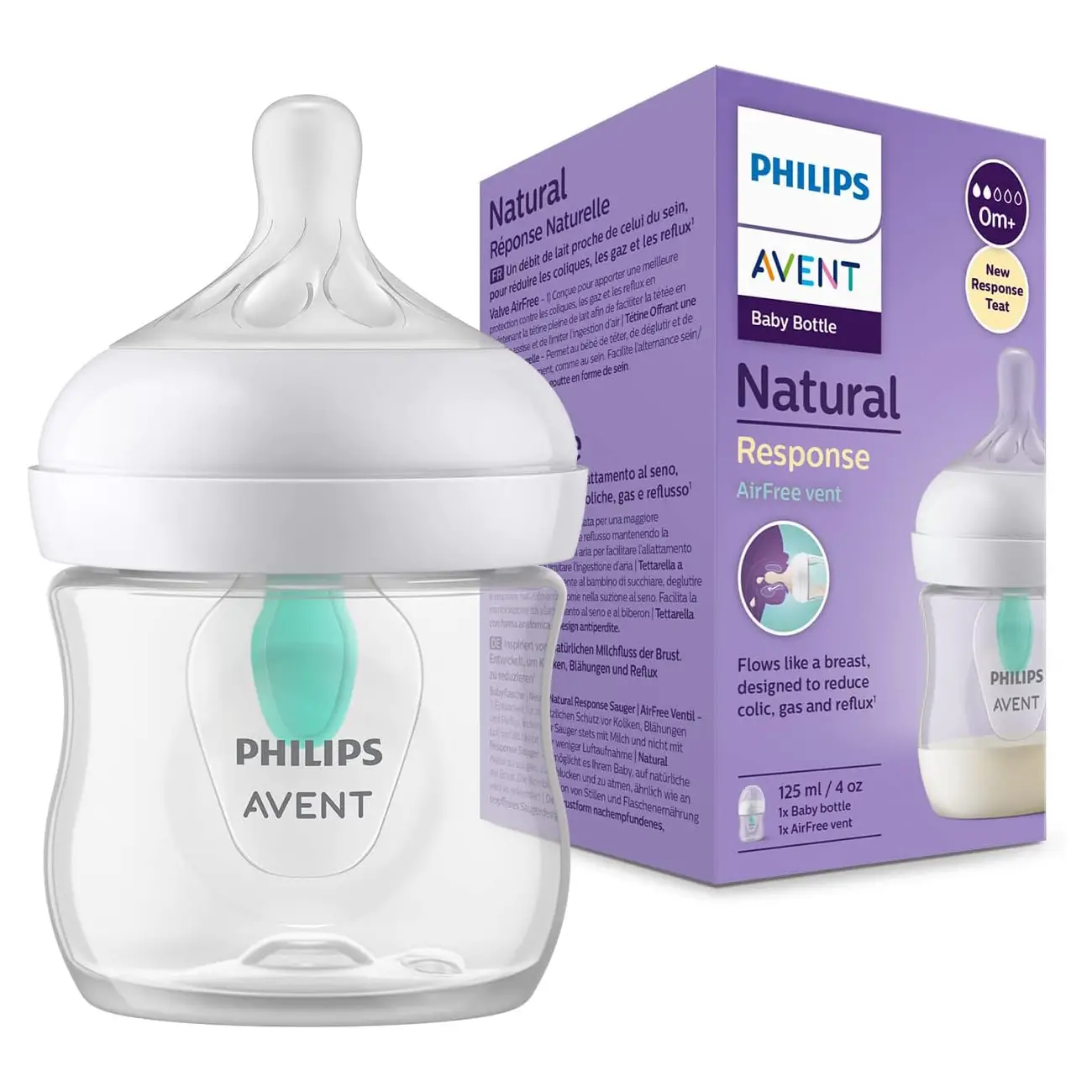 Biberon Natural 3.0 con Valvola AirFree 125 ml Trasparente - biberon e accessori