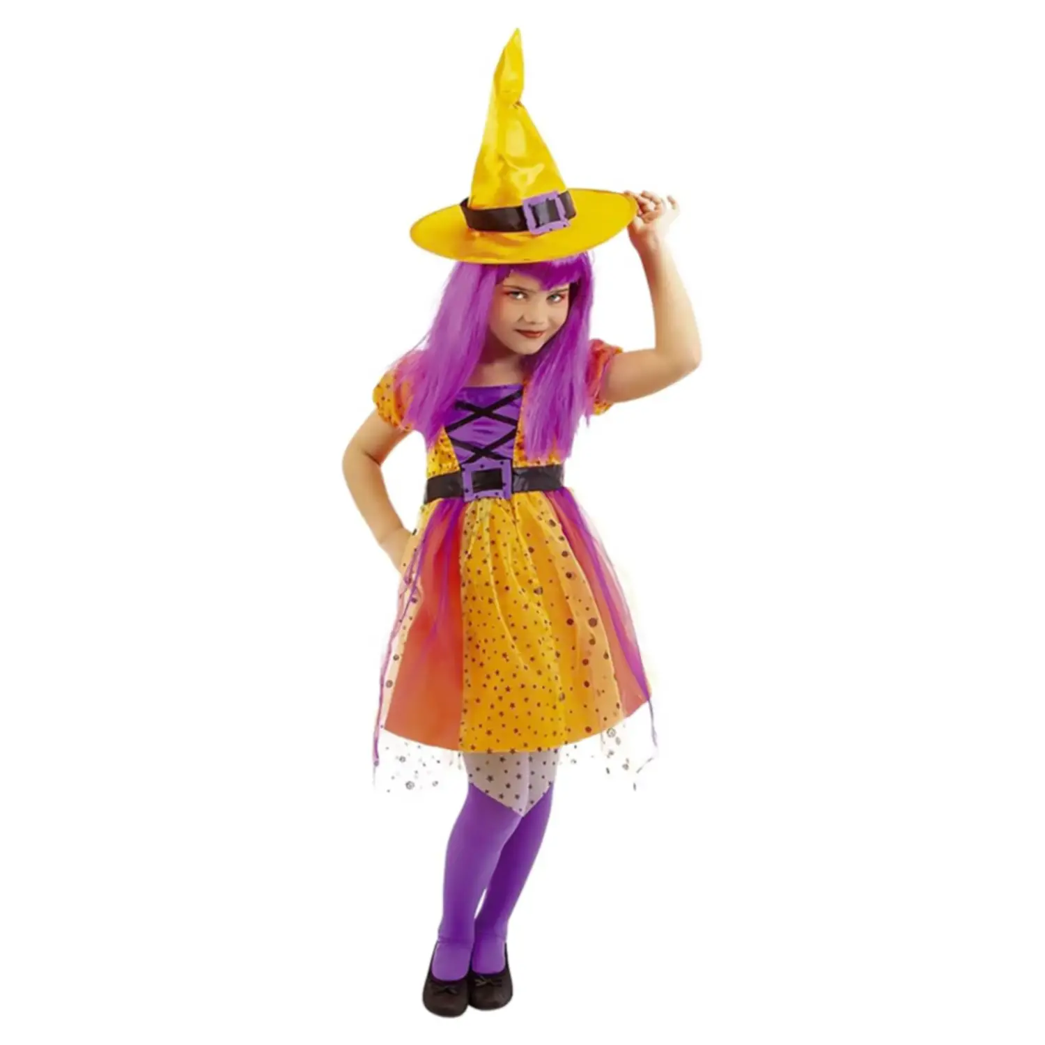 Costume Strega Superstar Arancione per Bambine - Taglia S - 3/4 anni - Abiti halloween