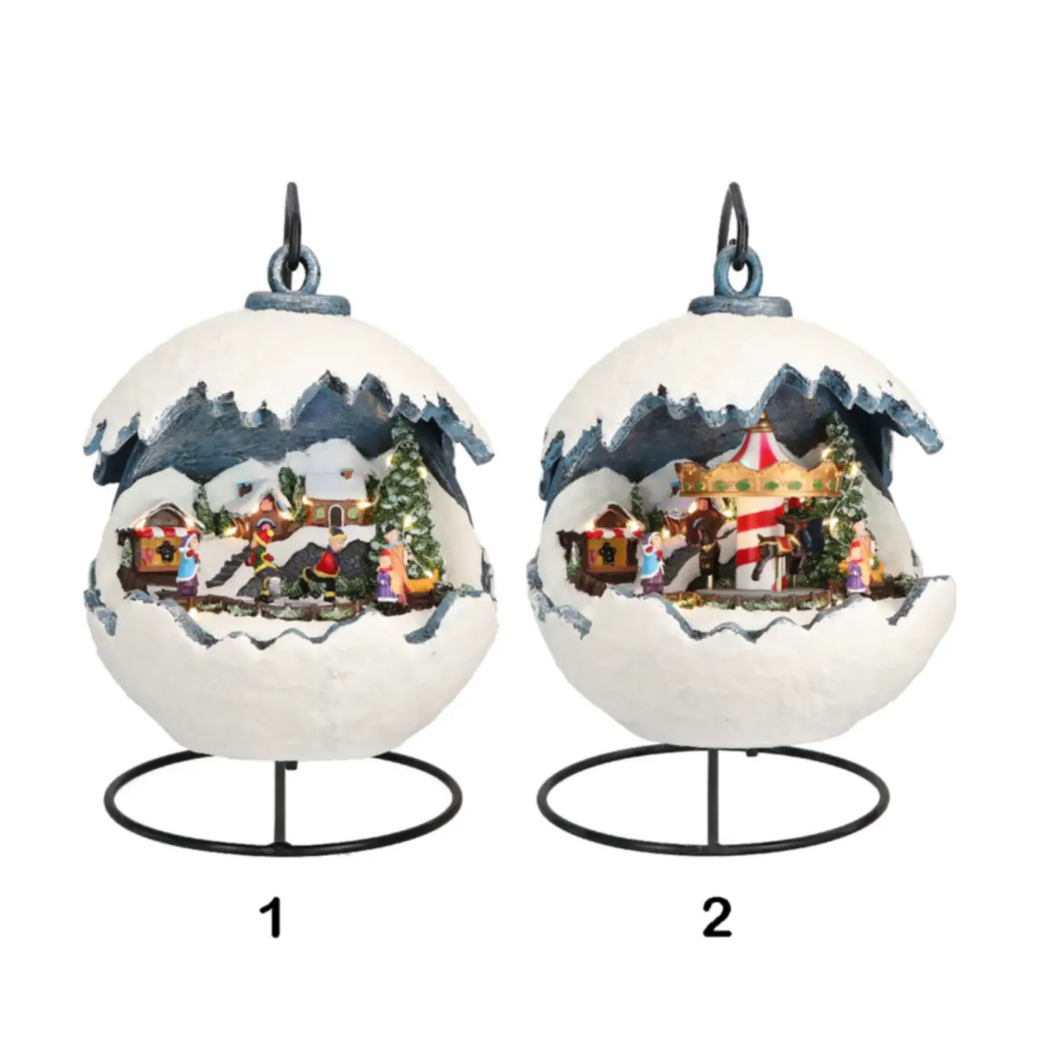 Sfera Animata Natalizia da 20,5 cm con Luci LED Multicolori (Assortite) - scene e villaggi
