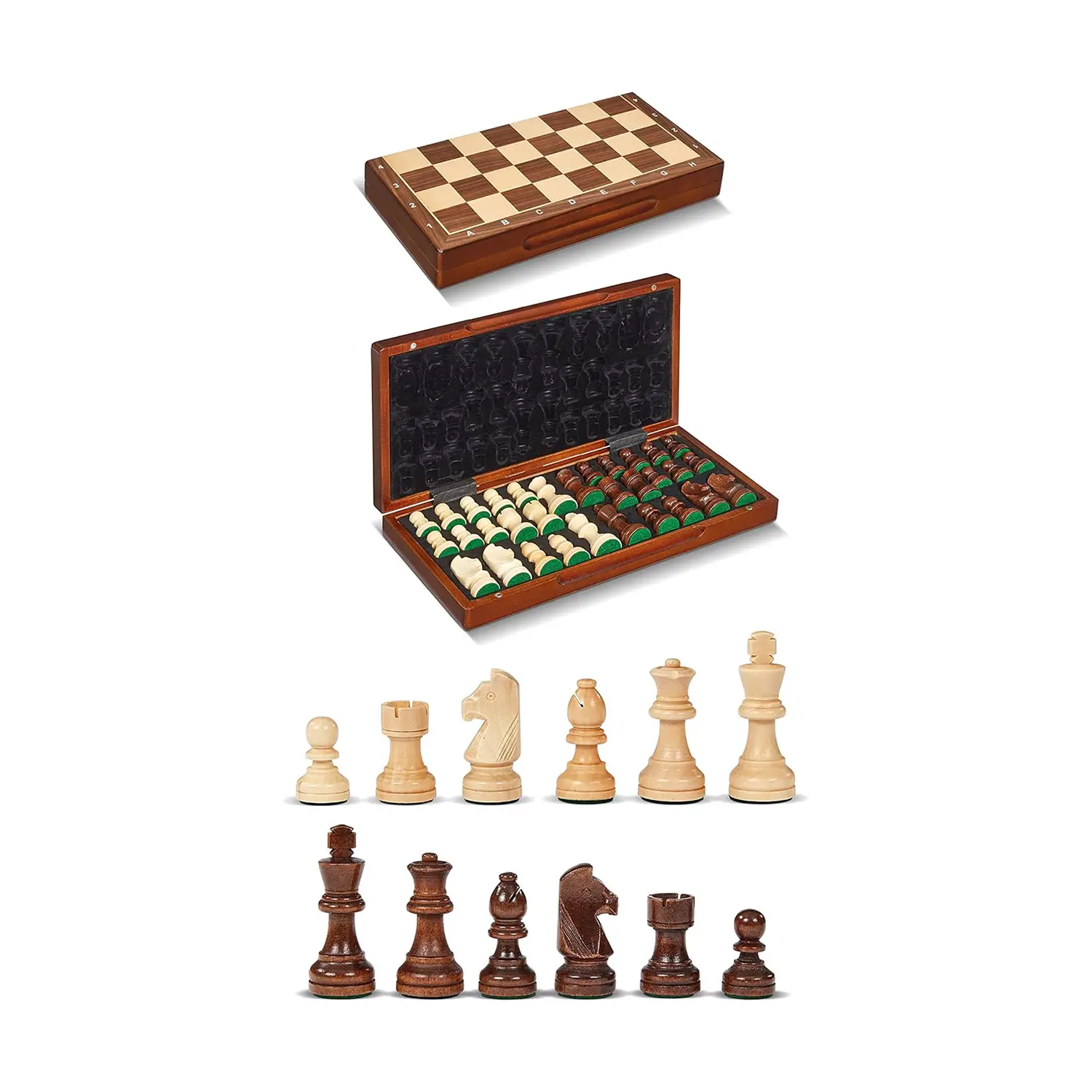 Scacchiera Pieghevole in Legno di Noce Dal Negro: 36x36 cm - giochi di società