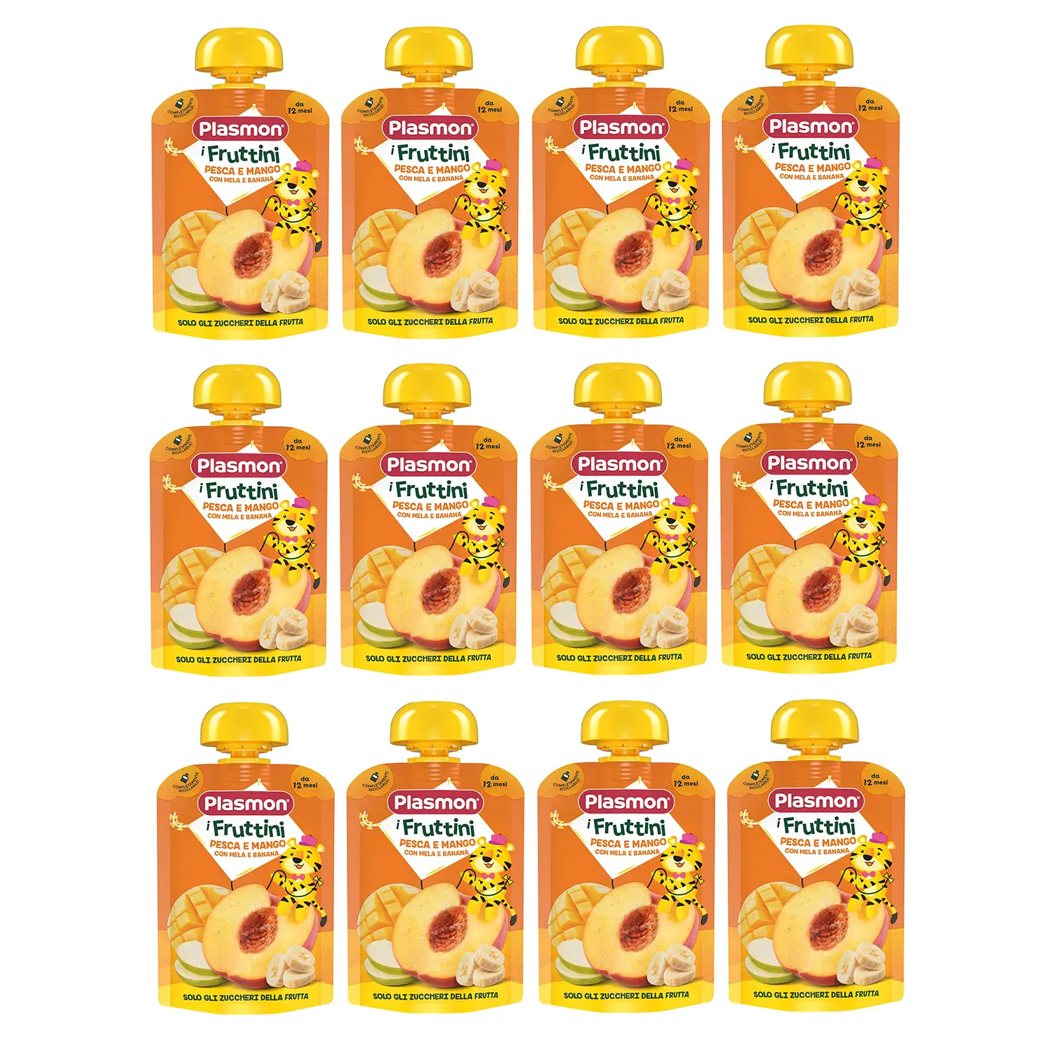 Plasmon I Fruttini Pesca e Mango con Mela e Banana gr. 130 - merende