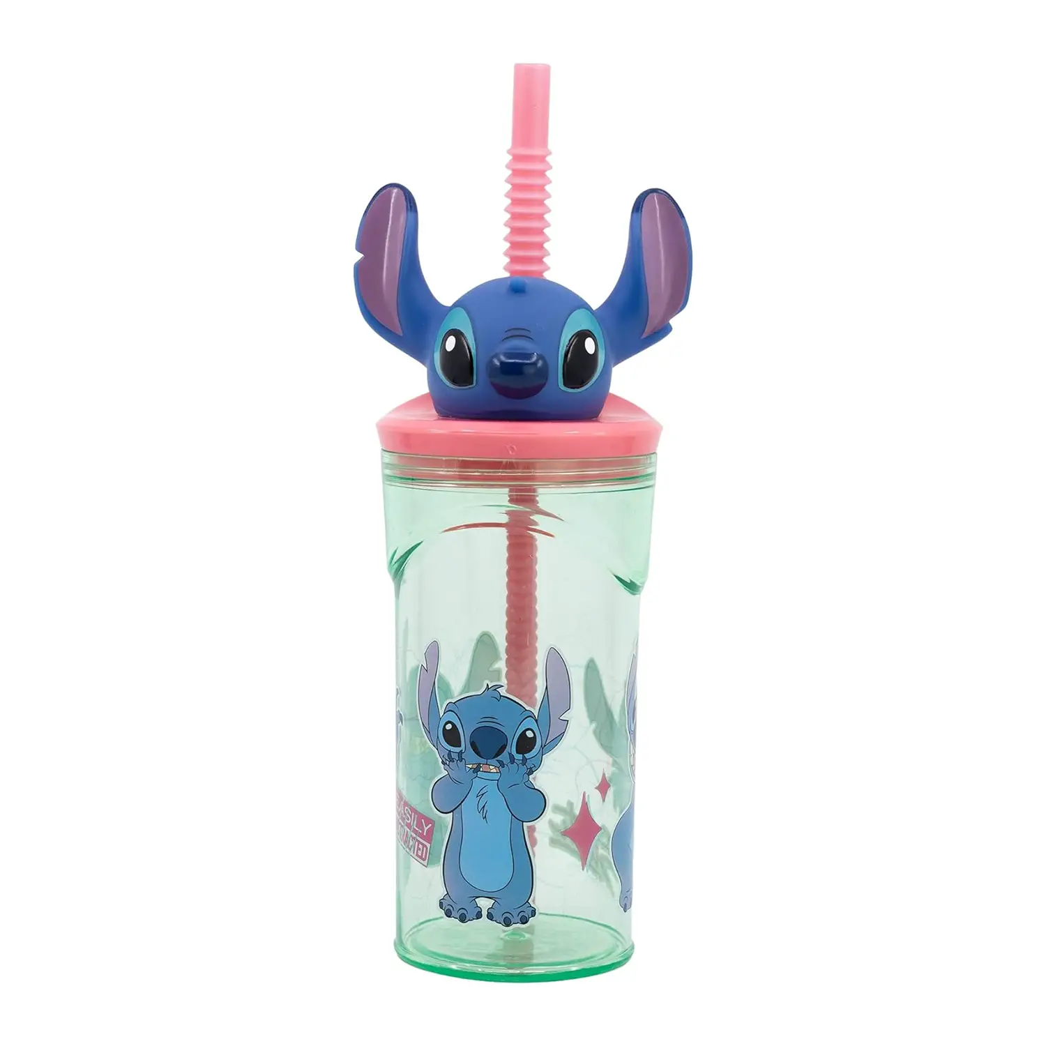 Stitch Bicchiere Con Cannuccia 3d Tritan Ml. 360 - articoli da tavola