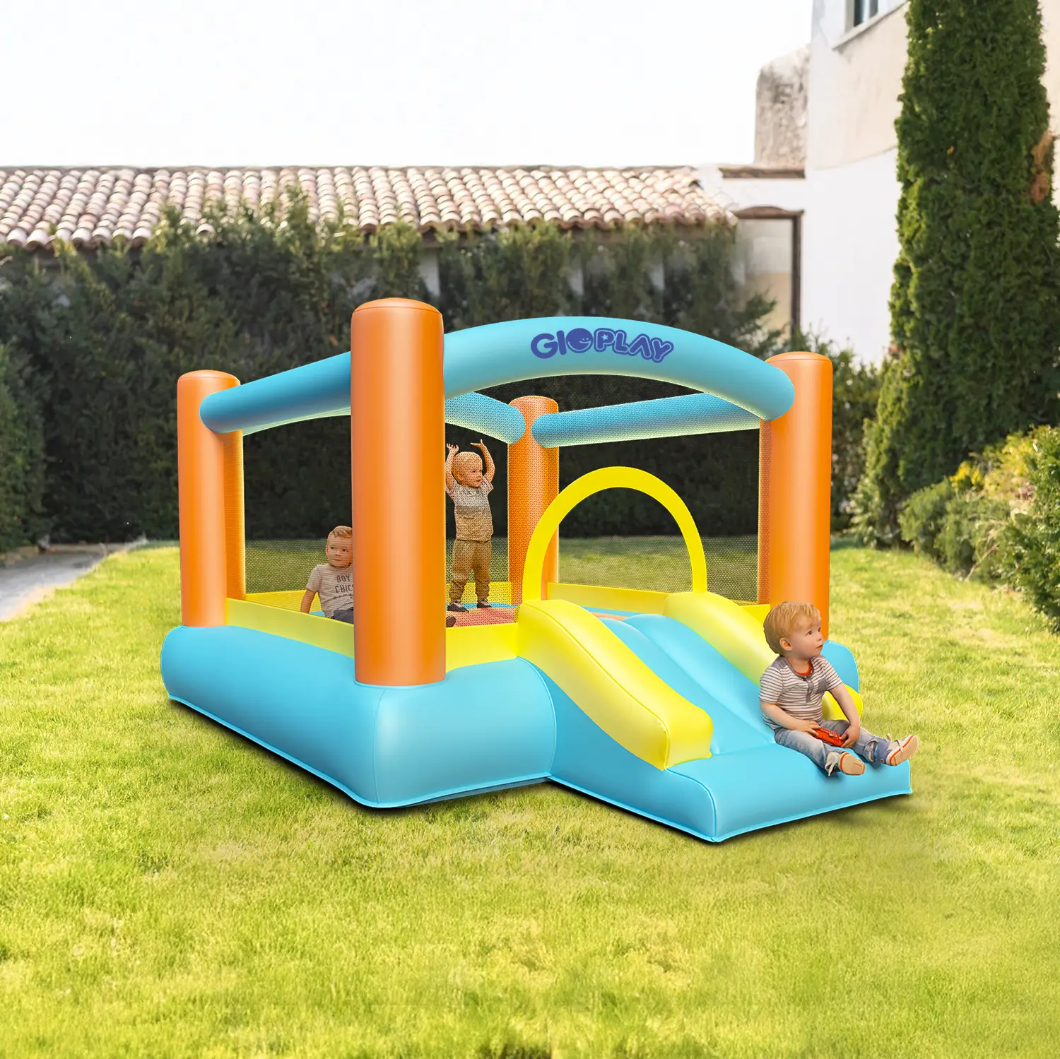 Gioco Gonfiabile per Bambini Playground con Scivolo, Soffiatore d’aria incluso - playground gonfiabili