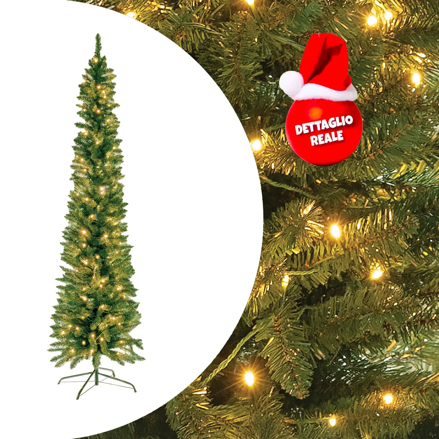 Albero di Natale Peak Tree Slim con 190 led - Altezza 210 cm. - alberi