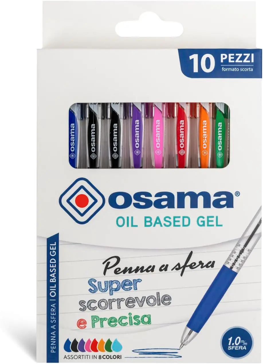 Penna Scatto a Sfera OBG, Tratto 1 mm. - Blister 10 Pezzi in 8 Colori - penne pennarelli ufficio