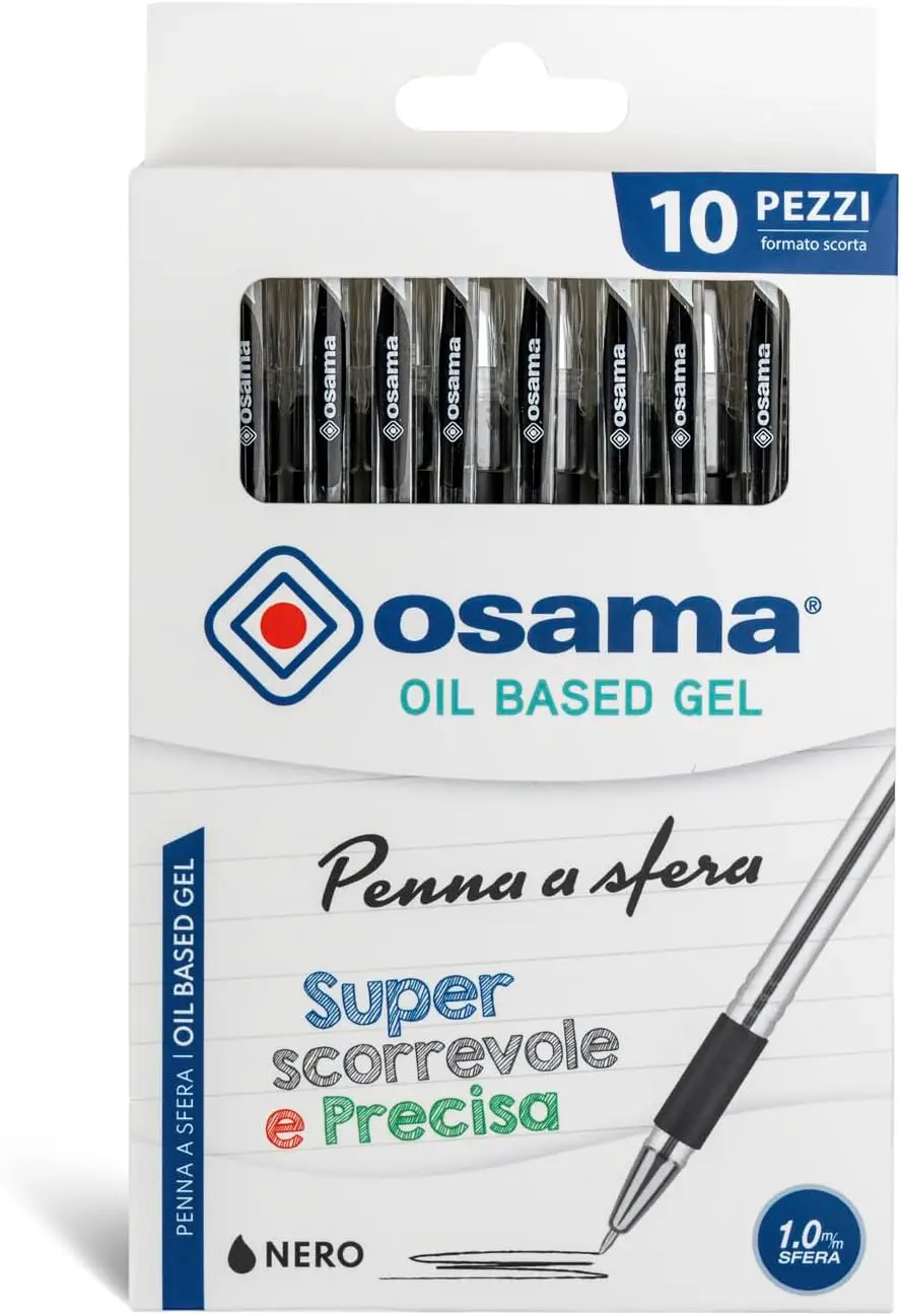 Penna a Sfera OBG con Cappuccio, Tratto 1 mm. - Blister 10 Penne Nero - penne pennarelli ufficio