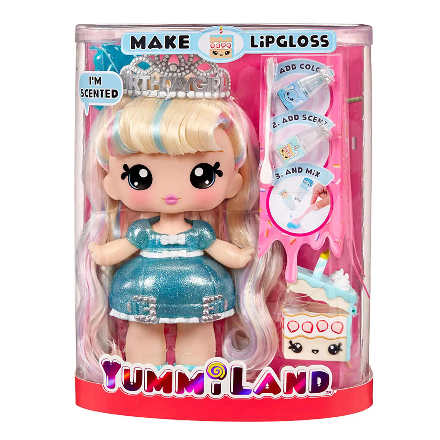 Yummiland Large Doll + Lipgloss Pet- Callie Birthday Cake - collezionabili bambina
