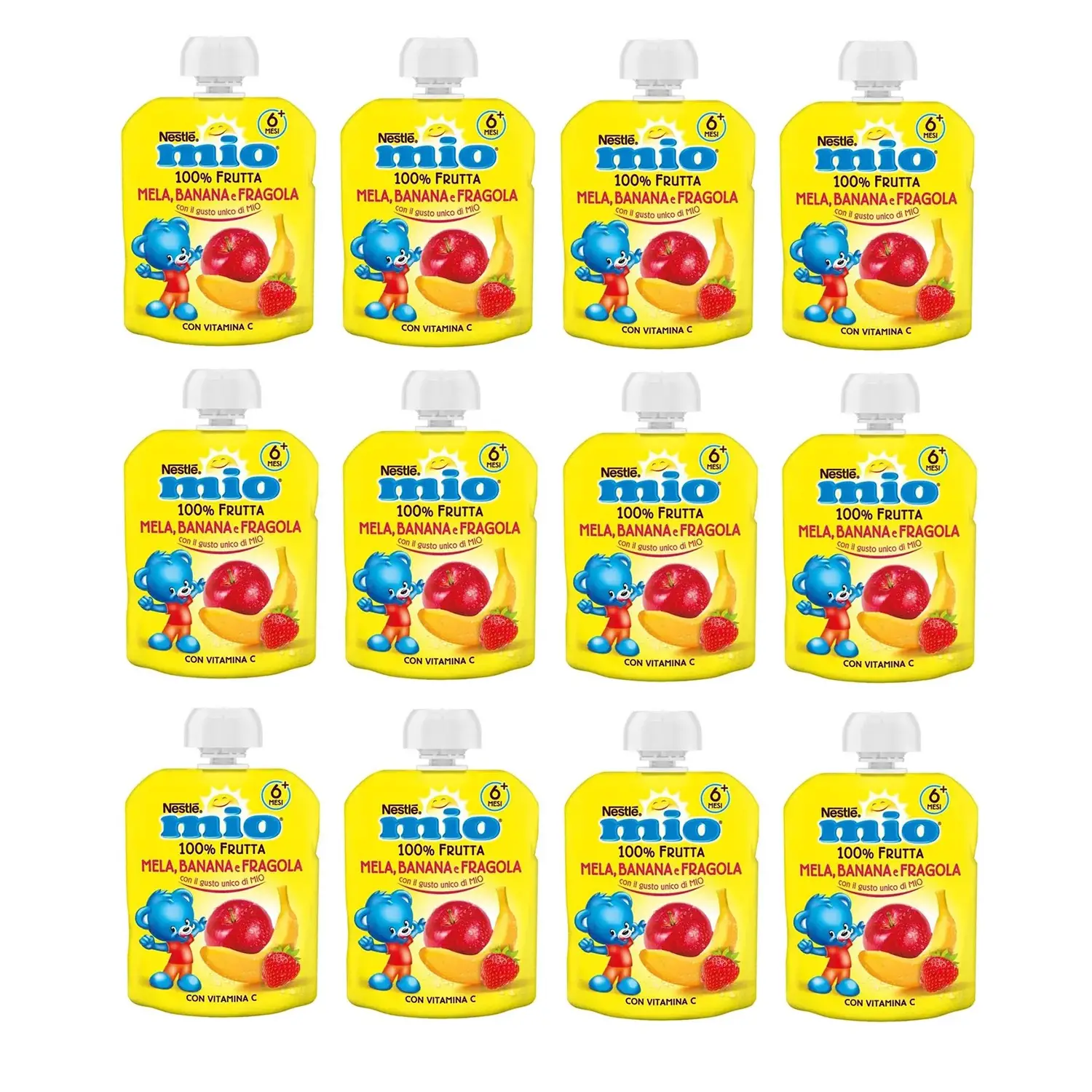 Pouch Yogurt Mela Banana Fragola 90 Gr Mio - acqua bevande e succhi
