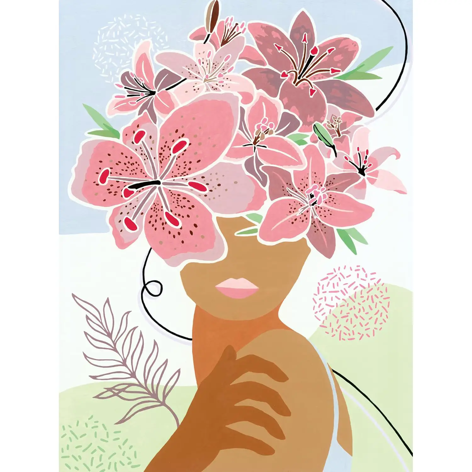 Ravensburger CreArt Serie B Canvas - Donna con Fiori, Kit Pittura - creatività