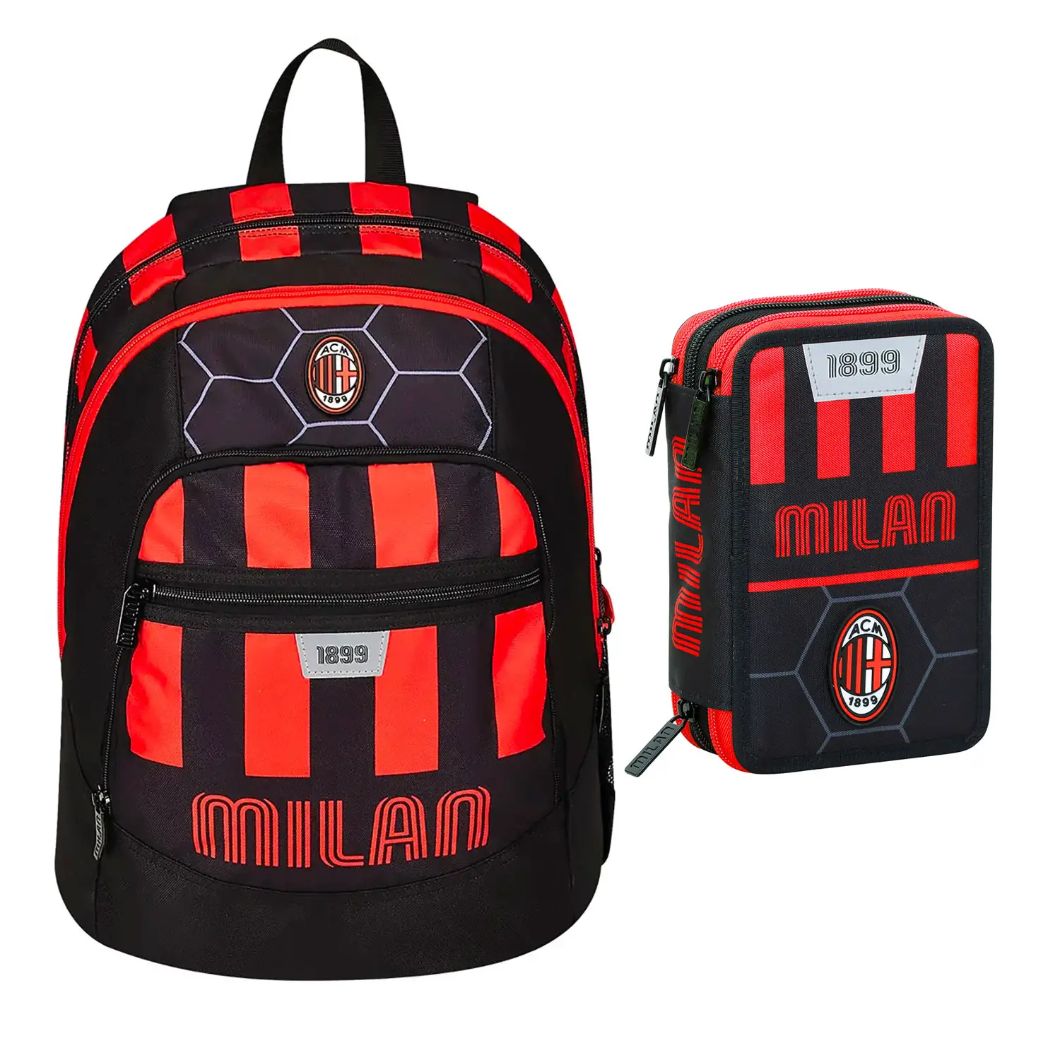Schoolpack Milan : Zaino Scuola Advanced con Astuccio 3 Zip Path Of Victory - zaini scuola