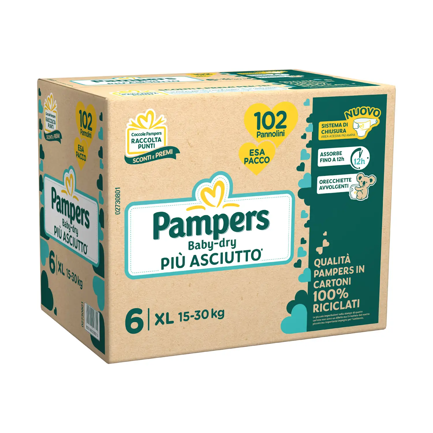 Pannolini Pampers Baby-Dry EsaPack - Taglia 6 - 15-30 Kg - 102 Pezzi - pannolini e salviettine