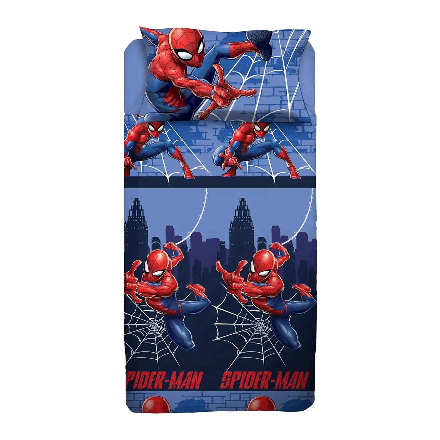 Set Lenzuolo Letto Singolo Spiderman Blu - 100% Cotone - biancheria casa