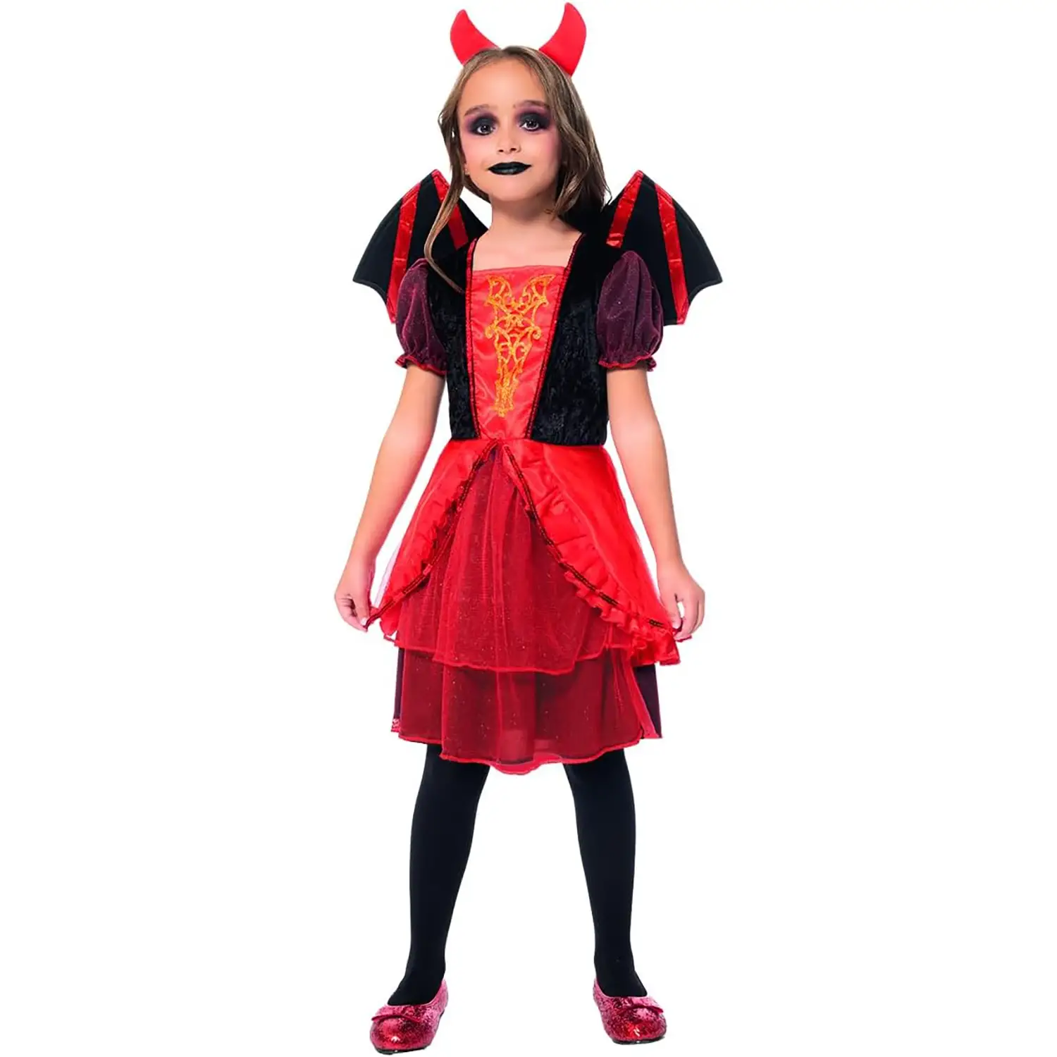 Costume Diavolo Alato per Bambine - Taglia M - 9/10 Anni - Abiti halloween