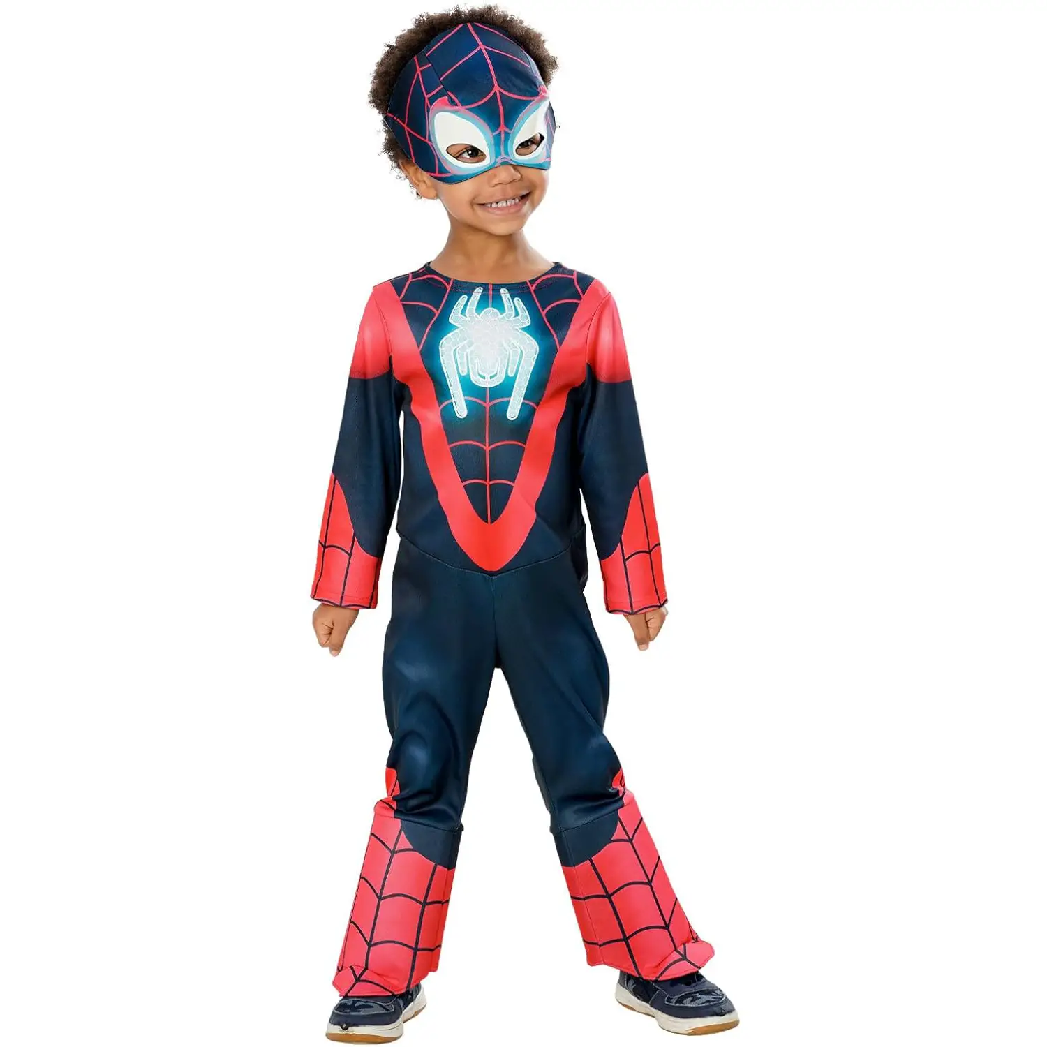 Costume Miles Morales Glow In The Dark per Bambini - Taglia XXS 3/4 anni - abiti bambino e bambina