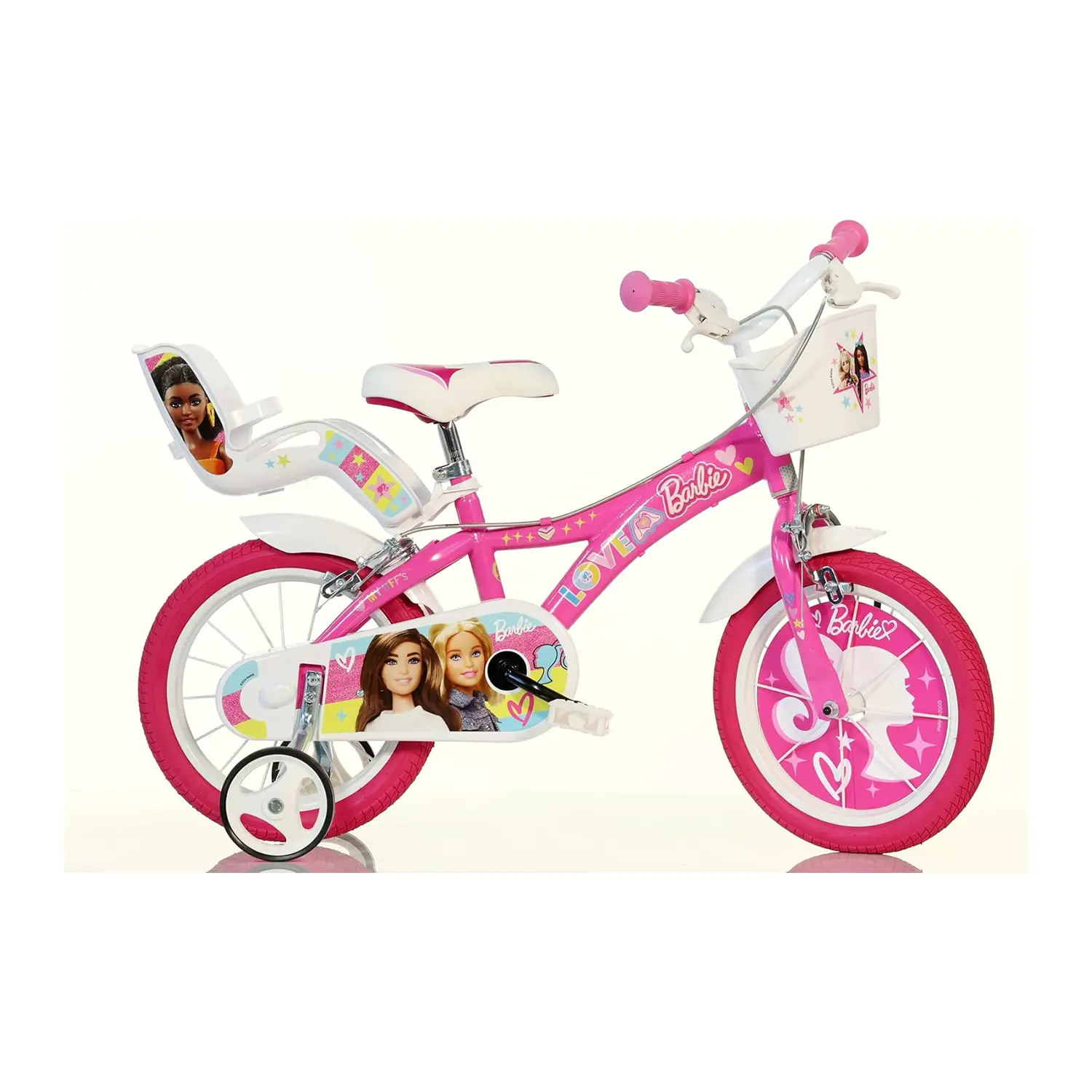 Bicicletta Bambina Barbie Rosa 14 Pollici con Rotelle Stabilizzatrici - biciclette bambini