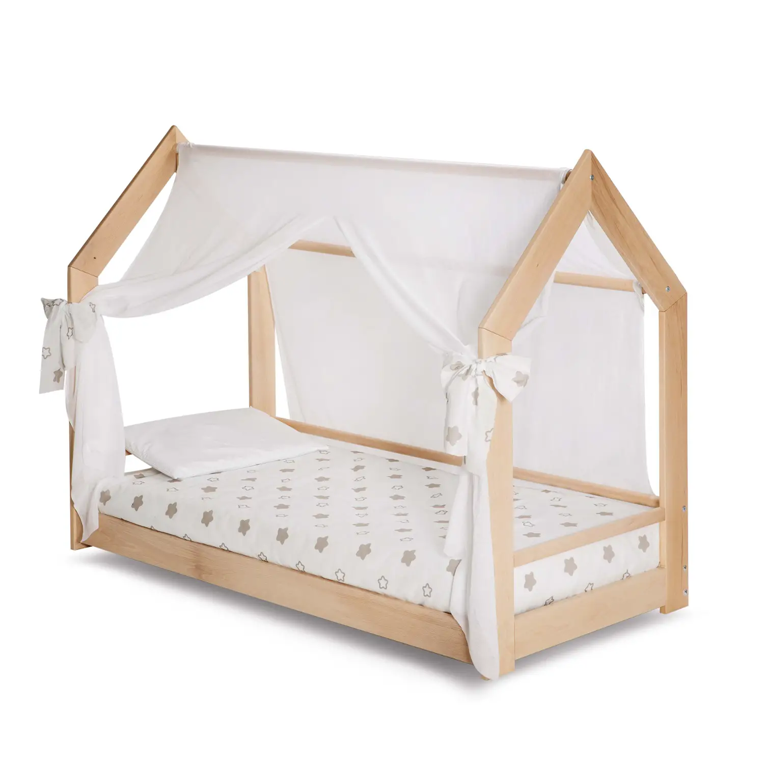 Tenda Con Fiocchi Freedom Per Lettino Montessori Bianco - lenzuolini