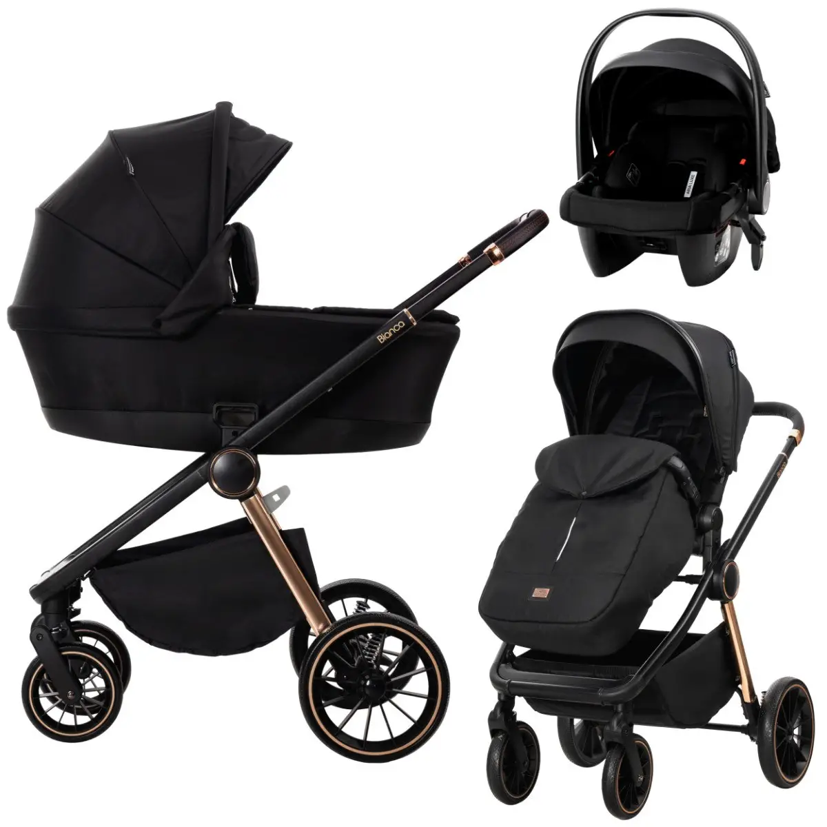 Bianca Trio Lorelli Nero con Seggiolino auto i-Size - trio e modulari