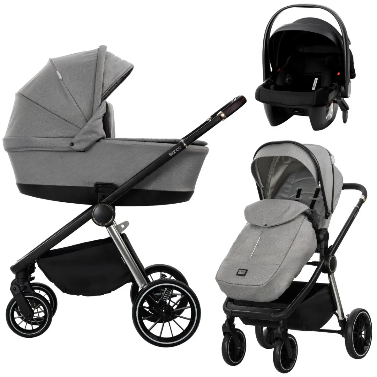Bianca Trio Lorelli Grigio con Seggiolino auto i-Size - trio e modulari