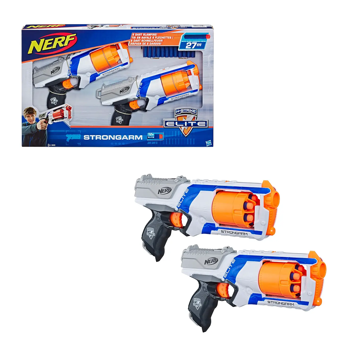 Nerf N-Strike Elite Strongarm - Blaster con 6 Dardi Portata 27 m - Ora a un Prezzo Super Scontato! - armi soldatini