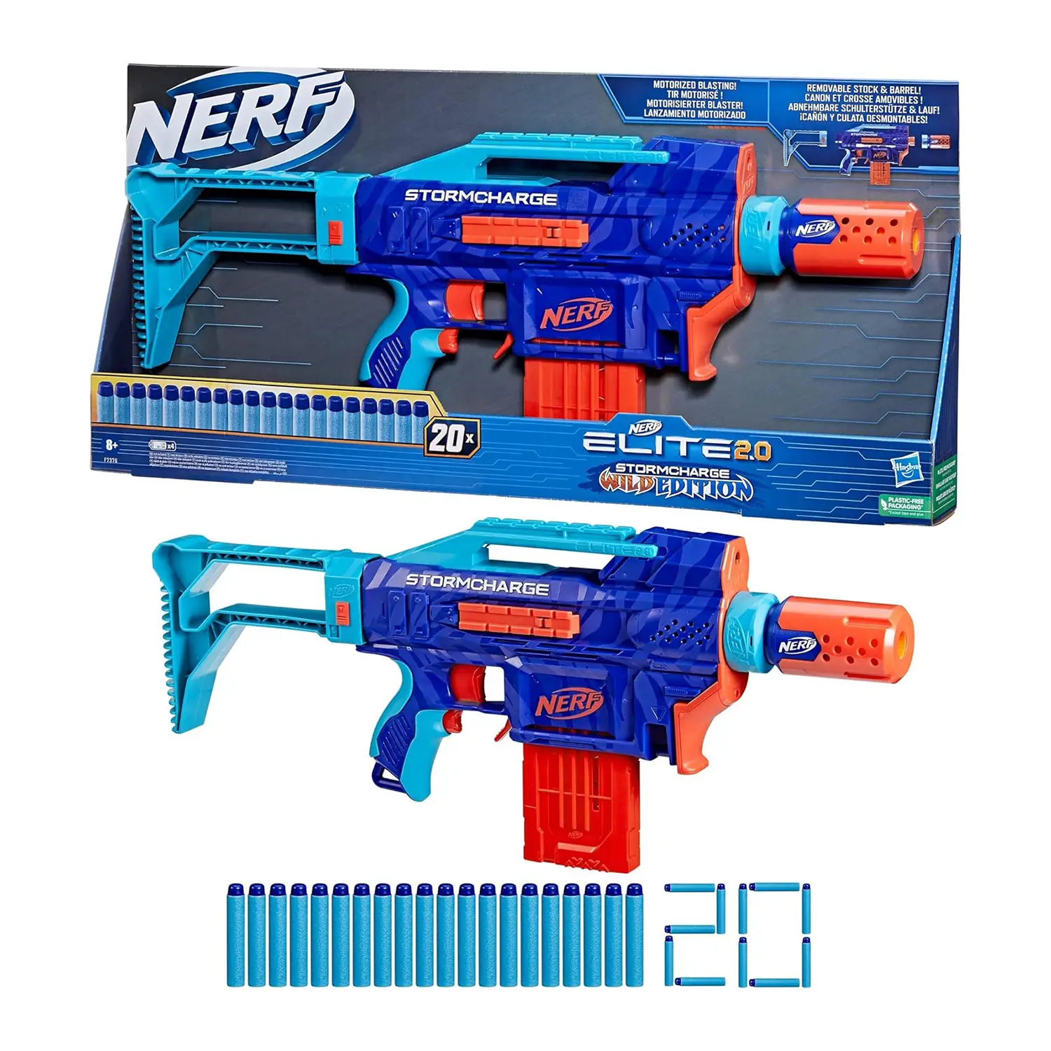 Nerf Elite 2.0 Stormcharge Wild Edition - Blaster con 20 Dardi - armi soldatini