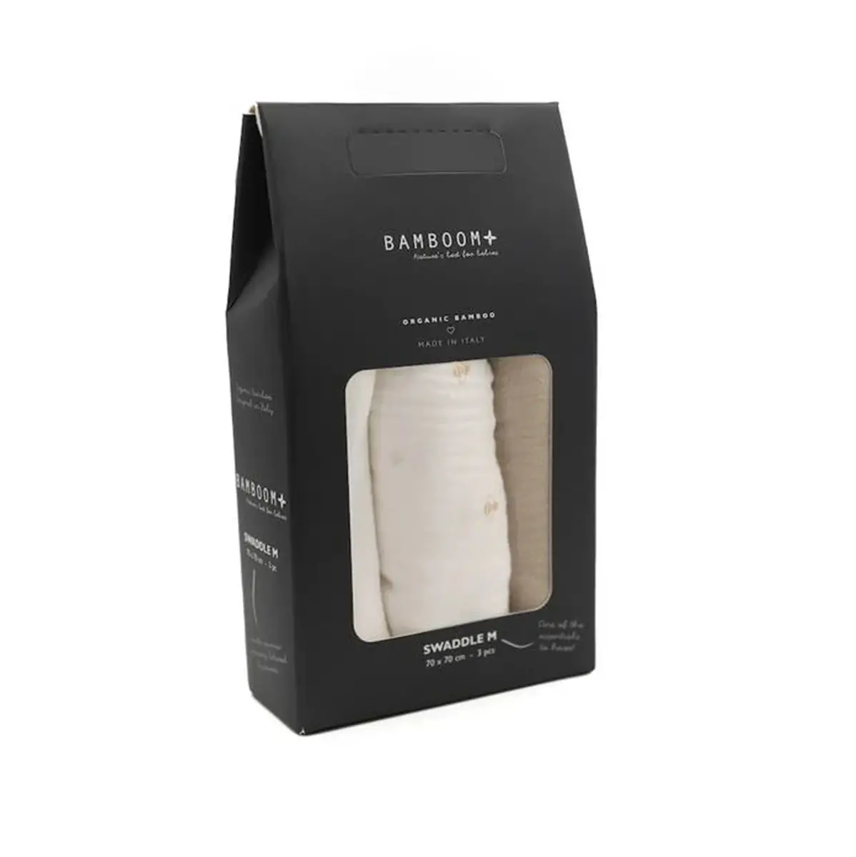 Bamboom Swaddle Muslin Multiuso 70x70cm 3pz Bee's/Off White/Almond - lenzuolini