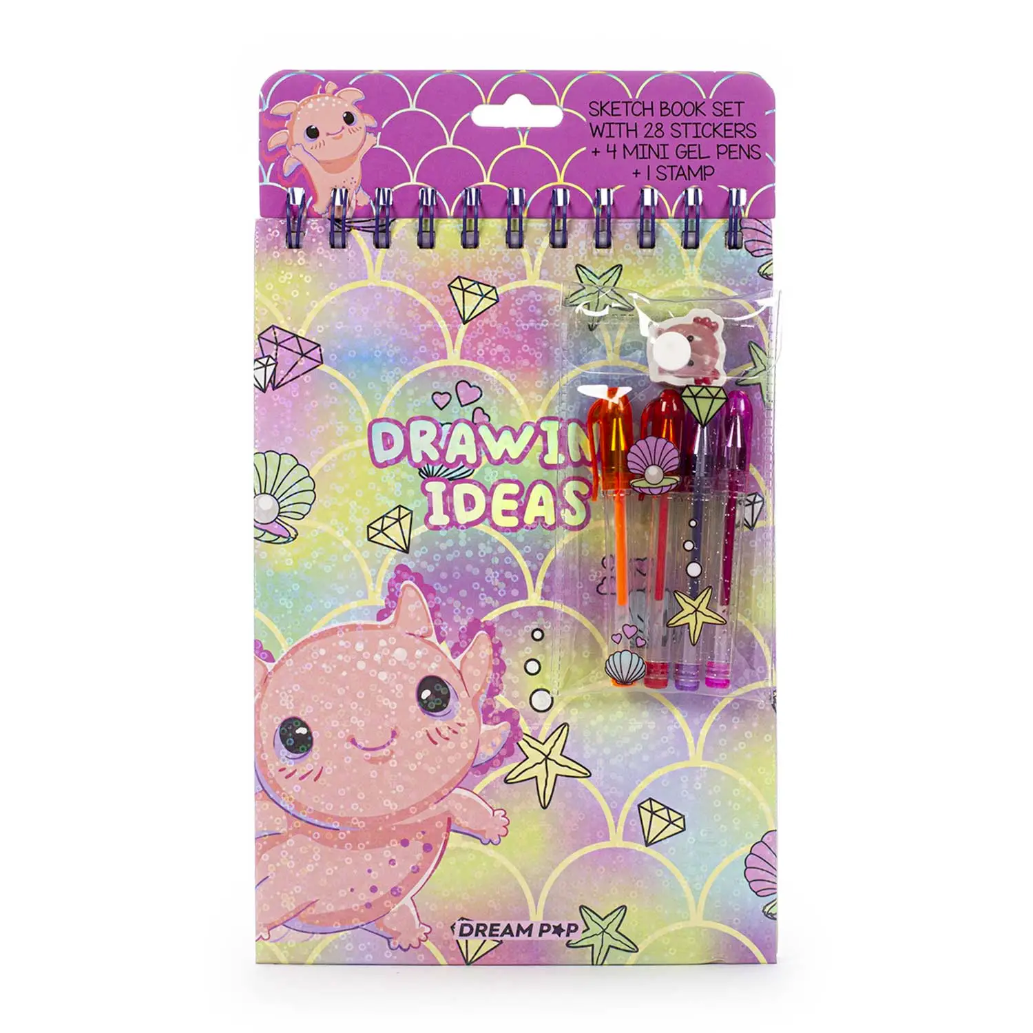 Tri-coastal Design Sketchbook Set con Stickers Axolotl - cancelleria