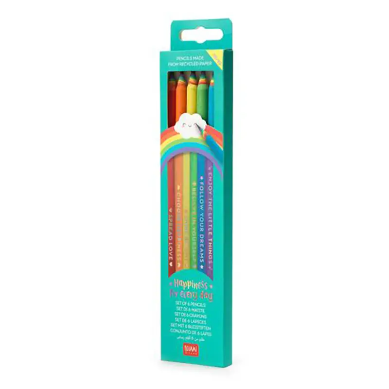 Legami Set di 6 Matite HB in Carta Riciclata Happiness For Every Day -