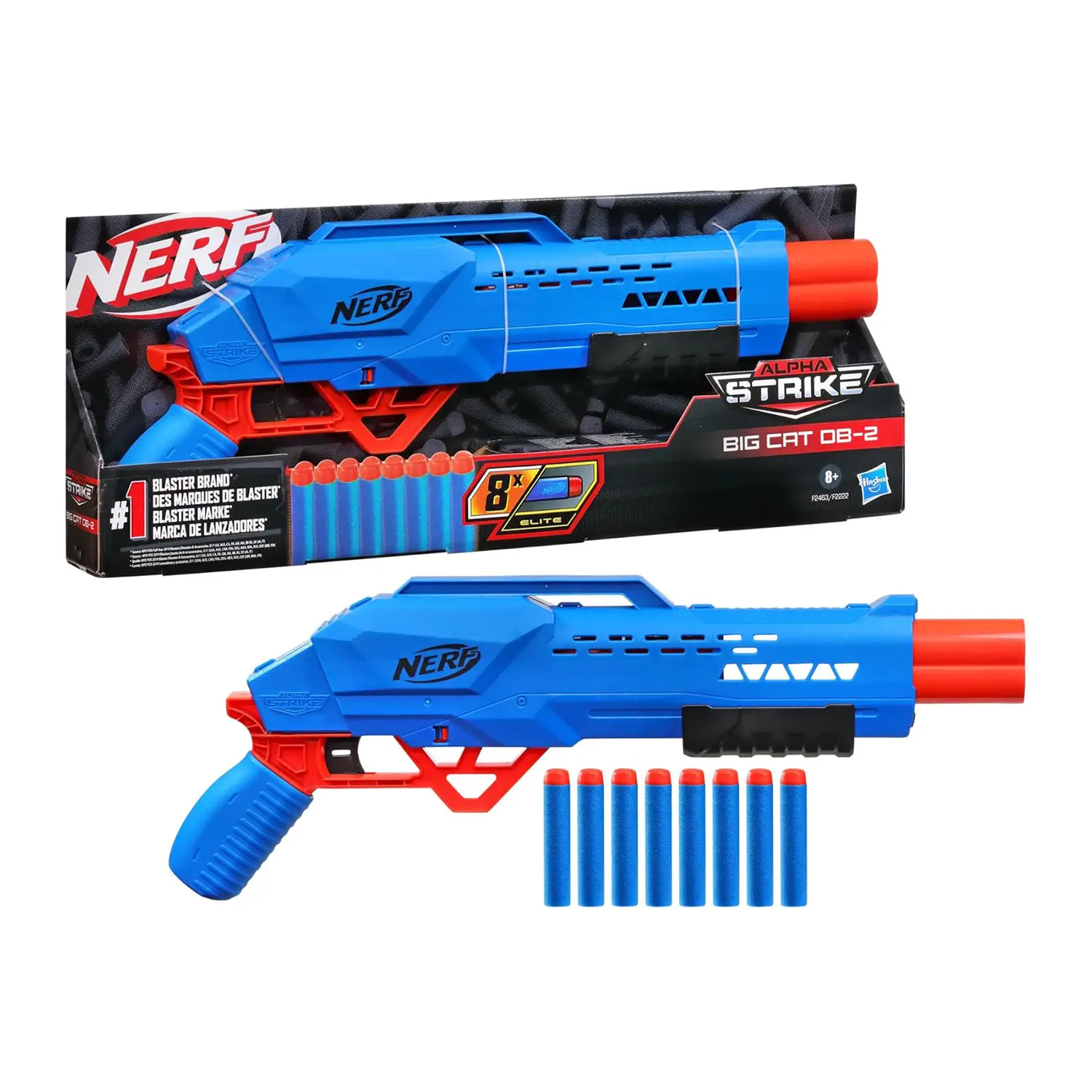 Nerf Alpha Strike Big Cat DB-2 Blaster con 8 Freccette Elite - armi soldatini