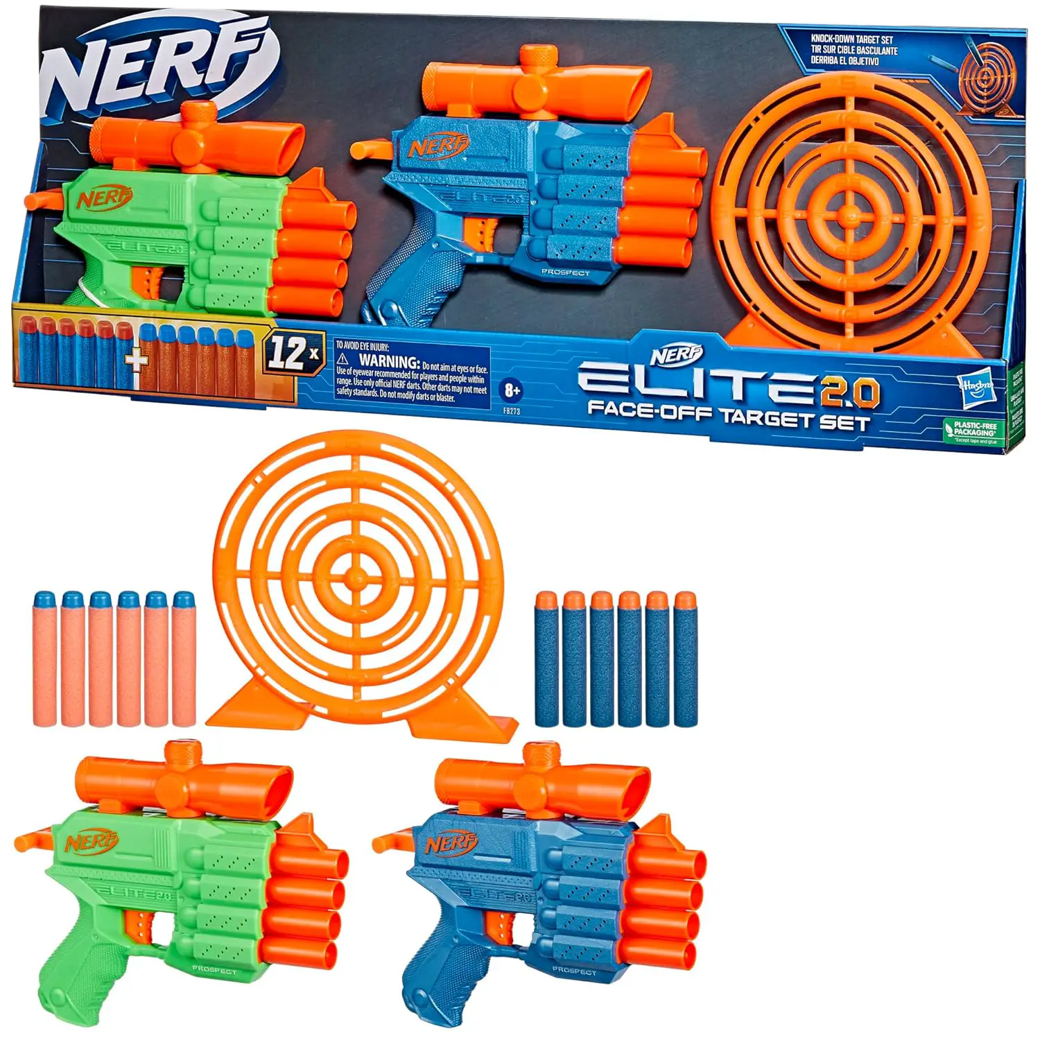 Nerf Elite 2.0 Face Off Target Set con 2 Blaster e Bersaglio - armi soldatini