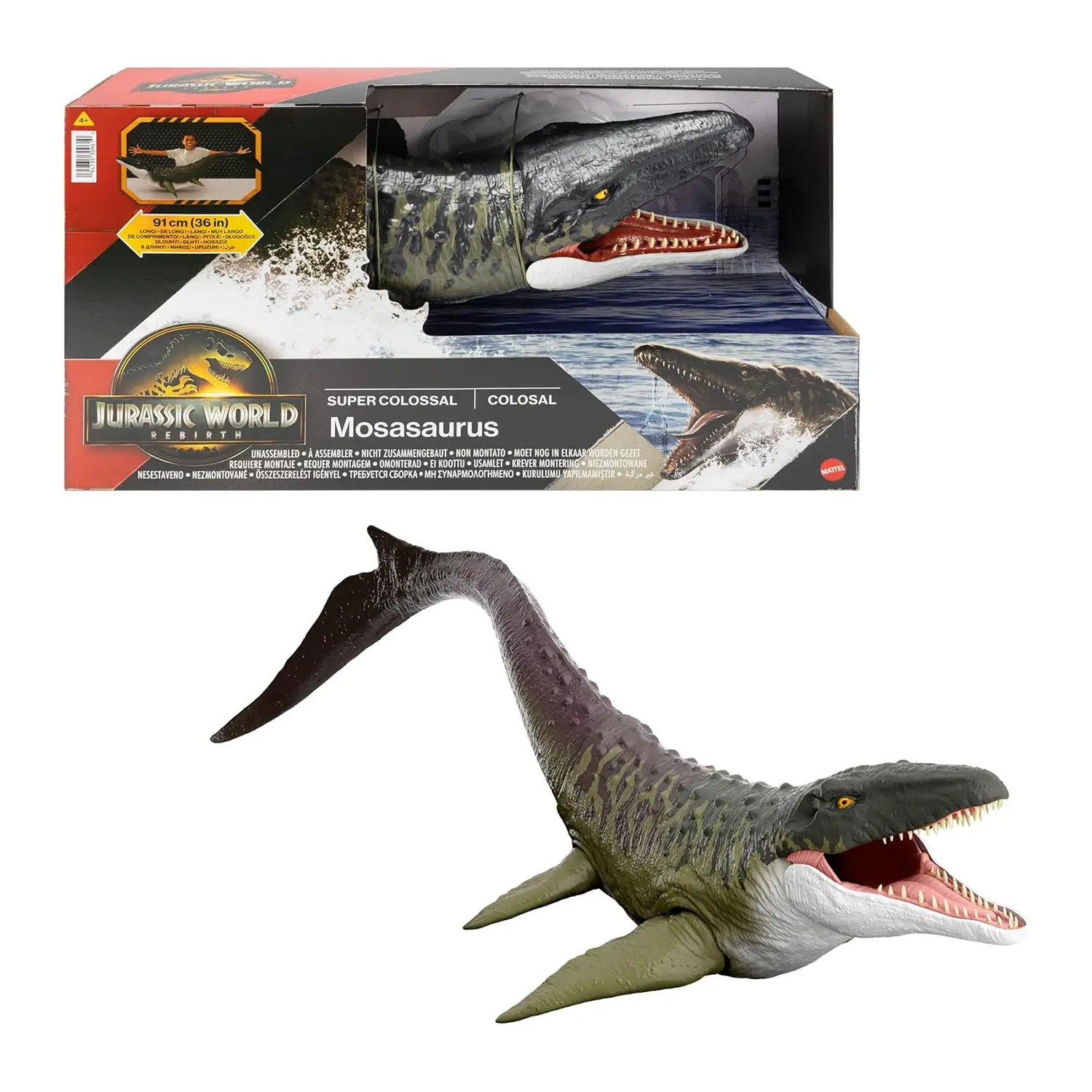 Jurassic World Rebirth Mosasauro Super Colossale Snodato - action figures ed accessori