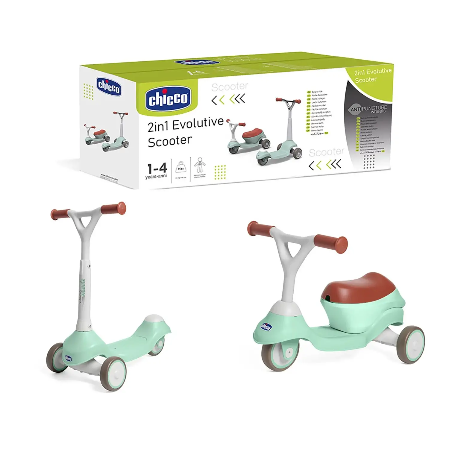 Chicco Monopattino Evolutivo 2in1 Cavalcabile e Scooter 1-4 Anni - Primi movimenti