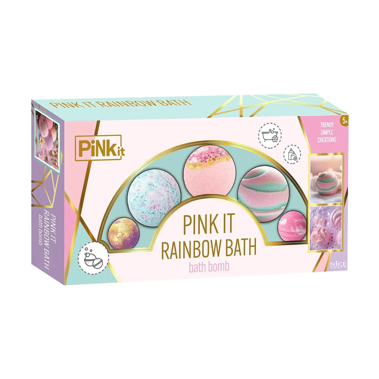 PINKIT Rainbow Bath – Set Palline Bagno Effervescenti Colorate - bellezza e accessori