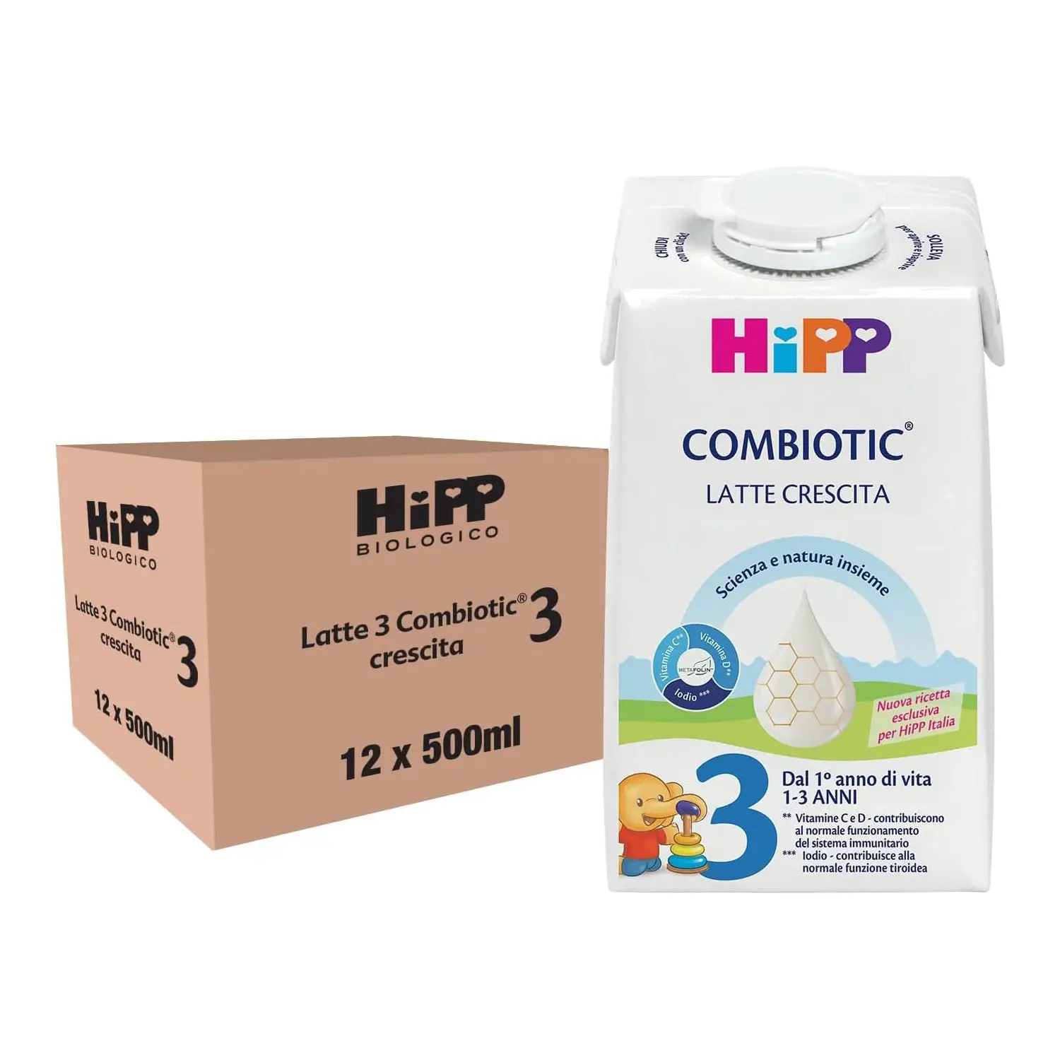 Latte Crescita HiPP Combiotic 3 Liquido 500ml – 1-3 Anni - latti artificiali