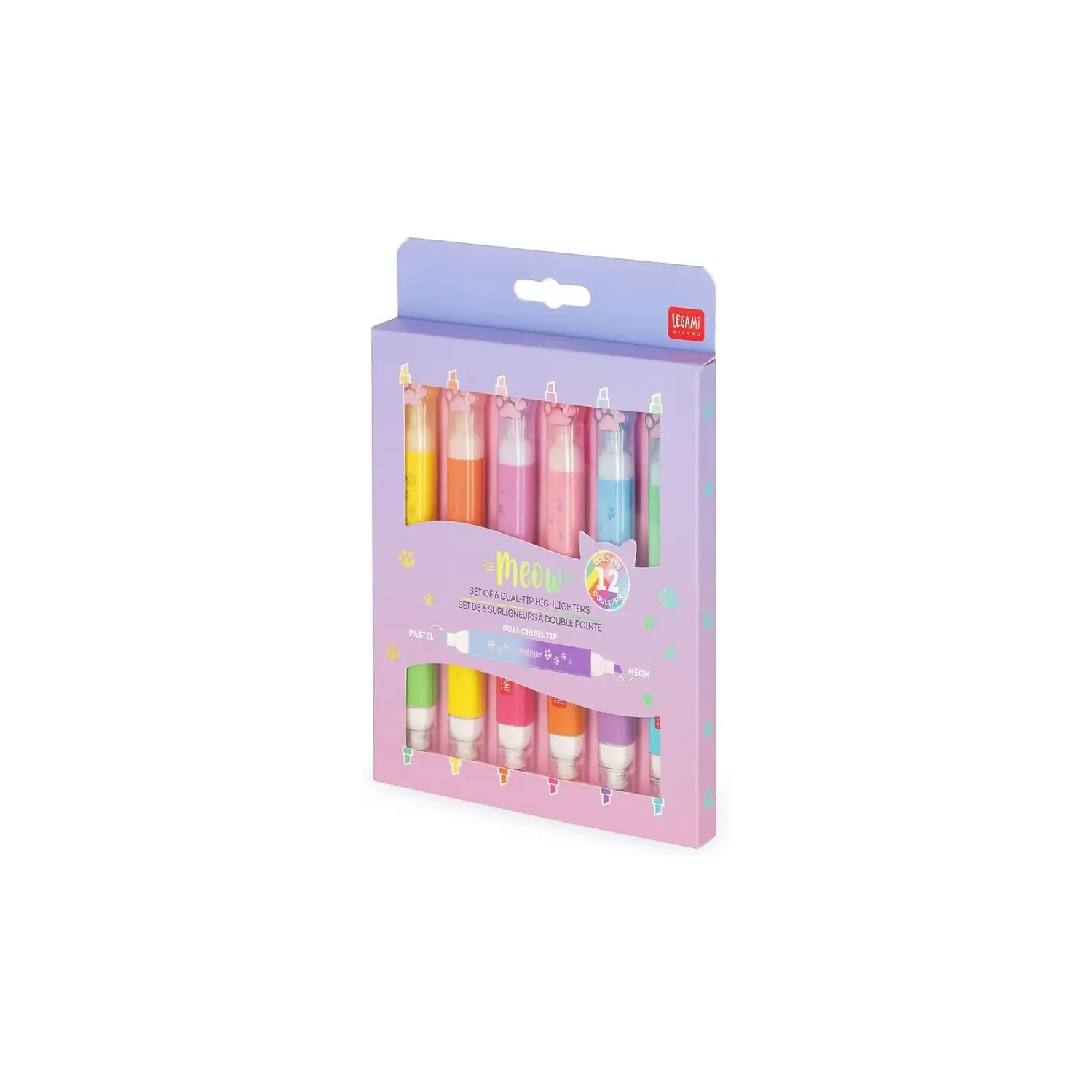 Legami - Set di 6 Evidenziatori Doppia Punta - Kitty - cancelleria