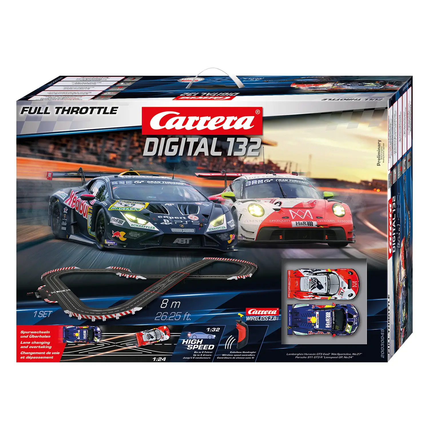 Carrera Digital 132 Full Throttle – Pista 8 m con Lamborghini & Porsche - Veicoli, garage e piste