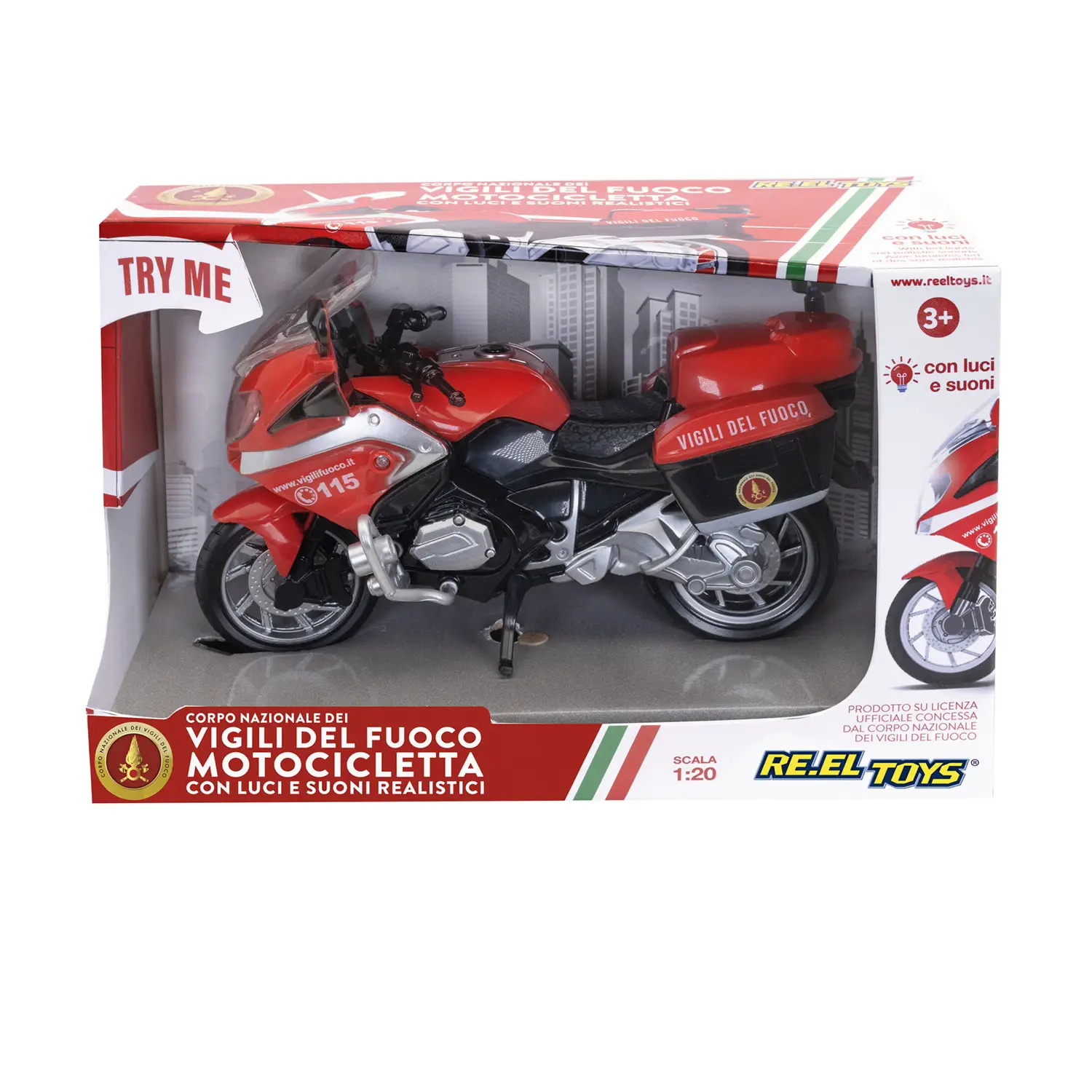 Moto Vigili del Fuoco Giocattolo 1:20 con Luci e Suoni - modellini
