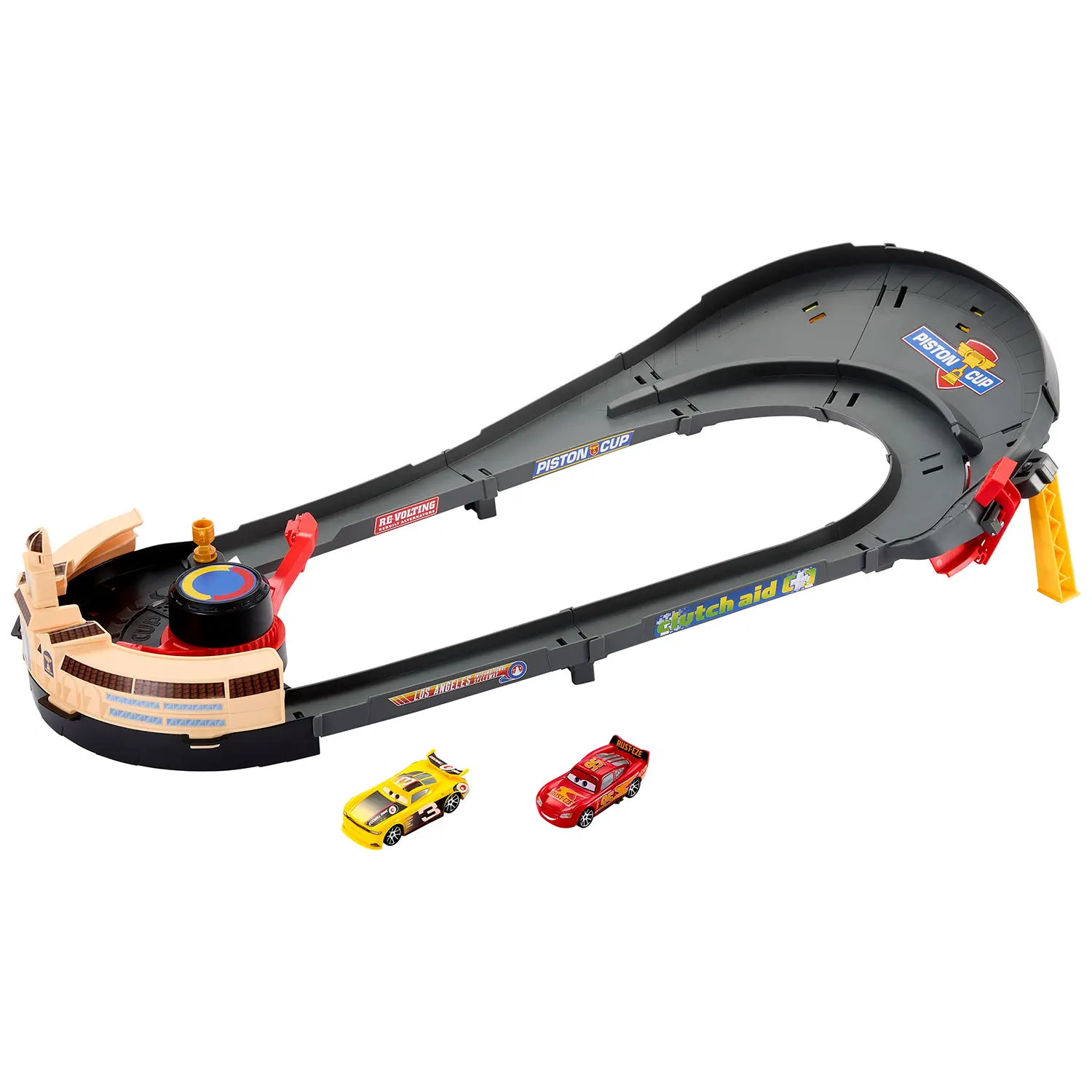 Disney Pixar Cars NASCAR Lane Change Race Playset con 2 Macchinine - Veicoli, garage e piste