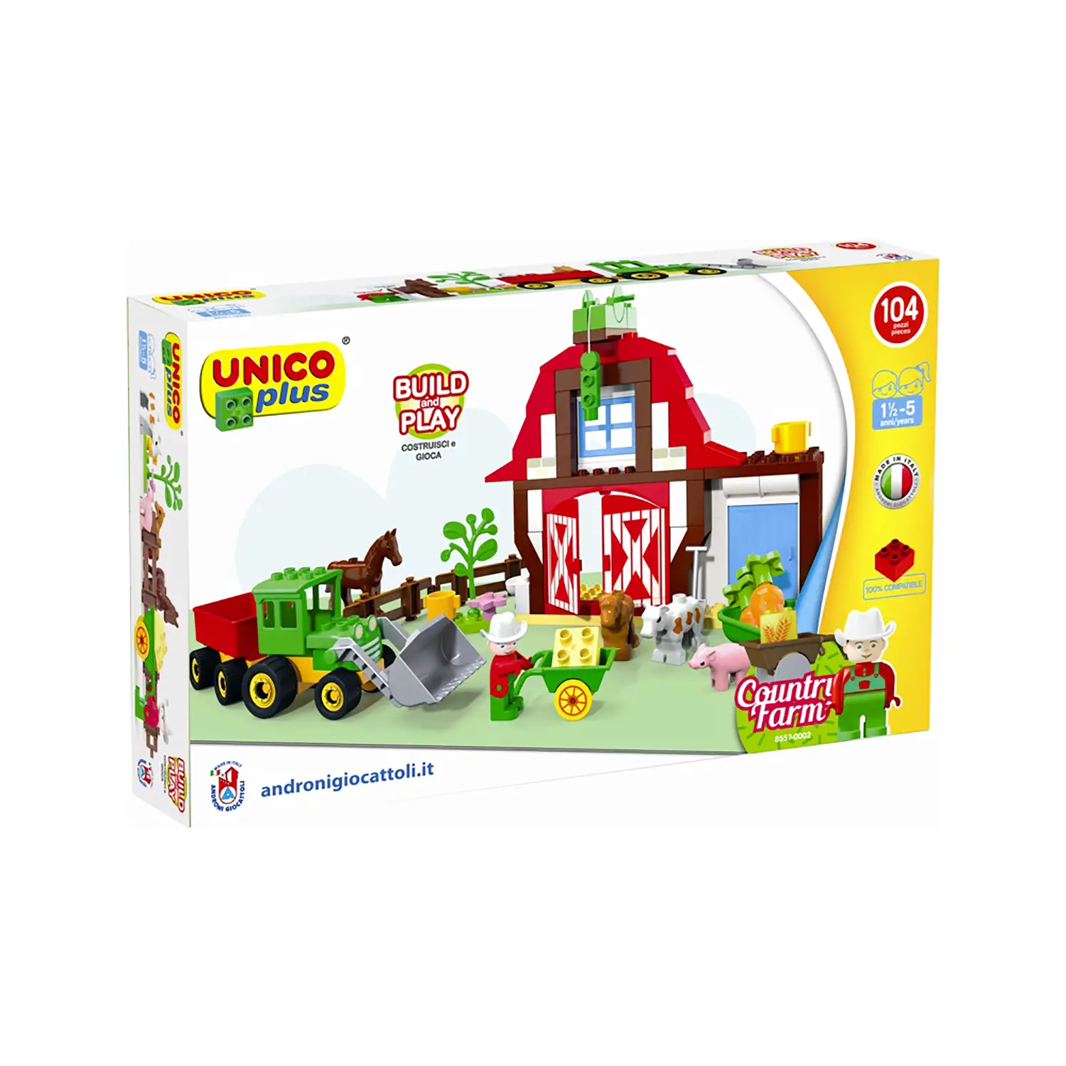 Fattoria Unico Plus – Set Costruzioni da 104 Pezzi per Bambini - Costruzioni in plastica