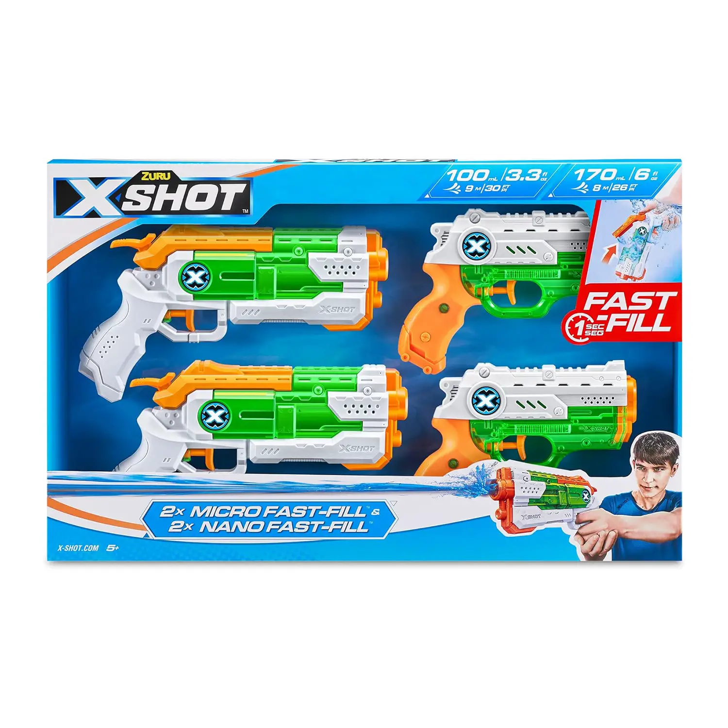 XShot Fast Fill Pistole ad Acqua Combo 2 Micro + 2 Nano - armi soldatini