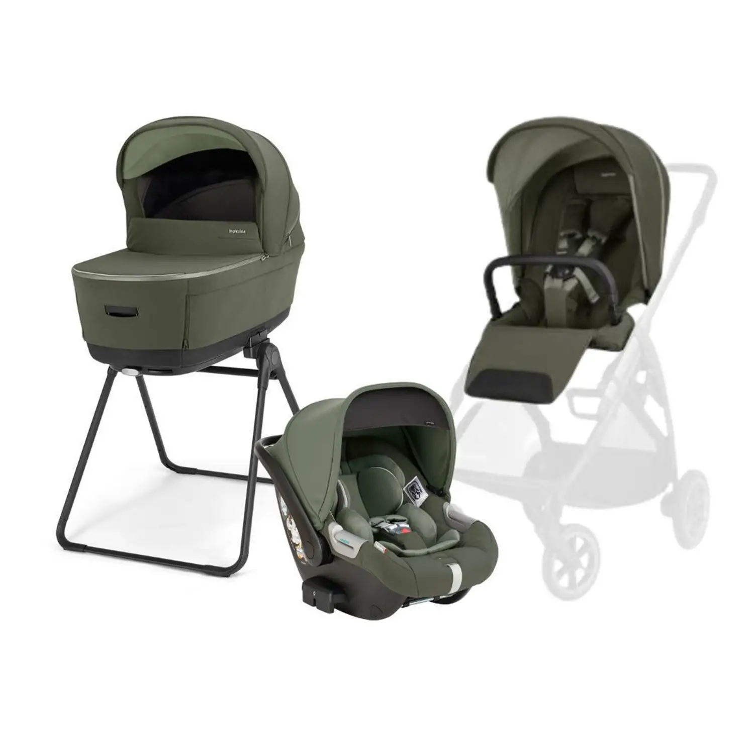 Electa Sistem Quattro Loft Green con Ovetto Darwin (Telaio escluso) - trio e modulari