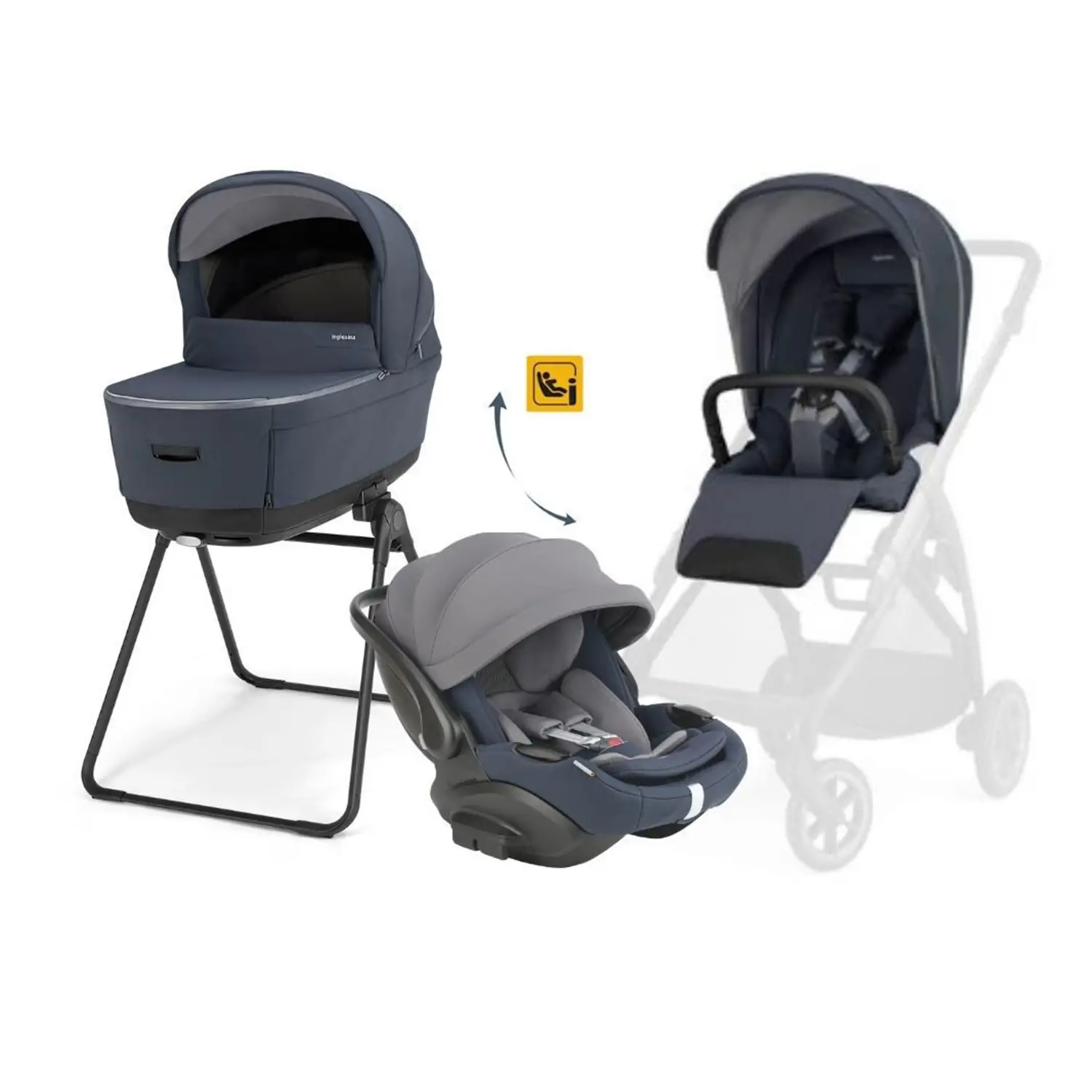Electa System Quattro con Ovetto Drw-Evo Reclinabile Rooftop Blue (Telaio escluso) - trio e modulari