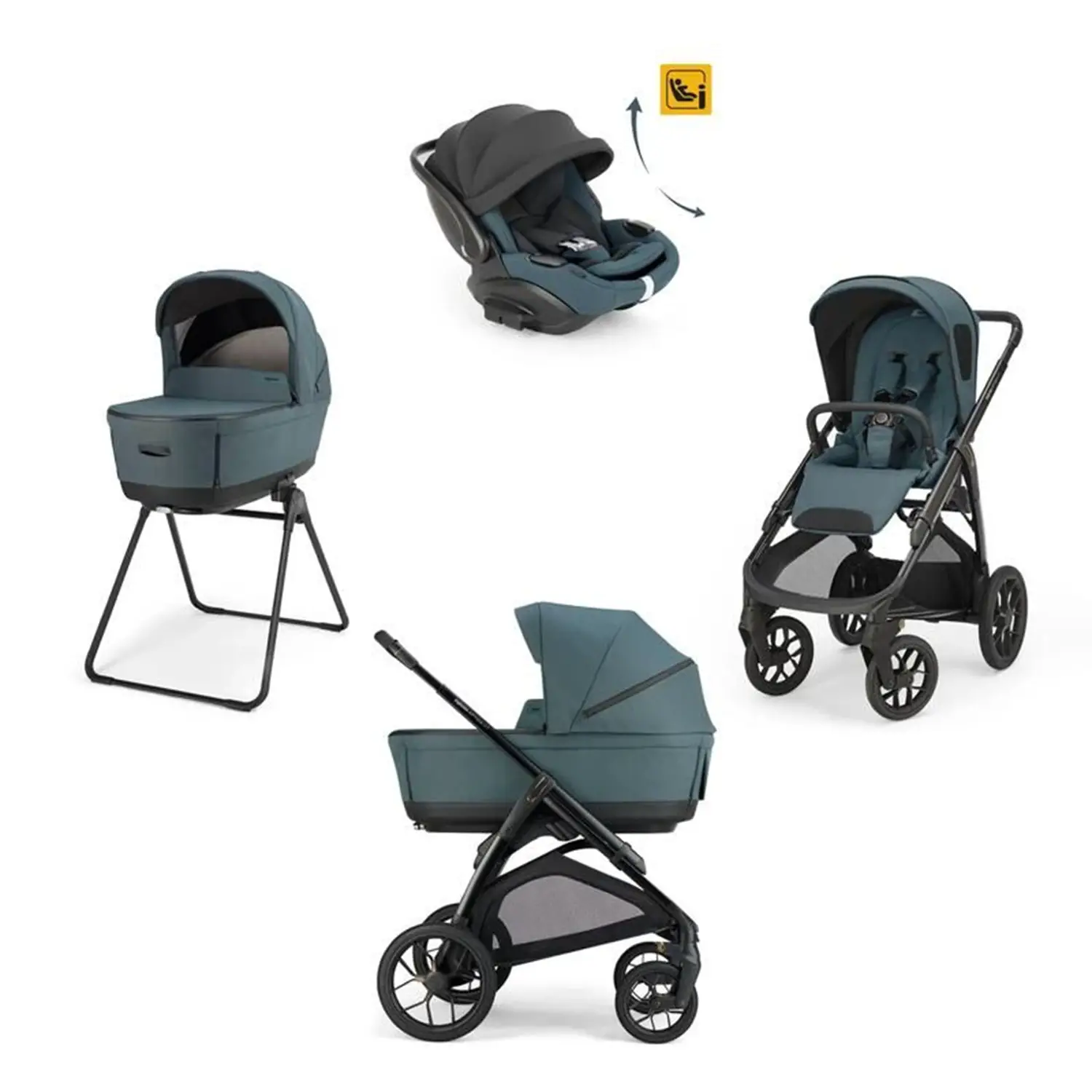 Aptica XT System Quattro Himalaya Blue Con Seggiolino Darwin-R-Reclinabile Evo e Telaio - trio e modulari