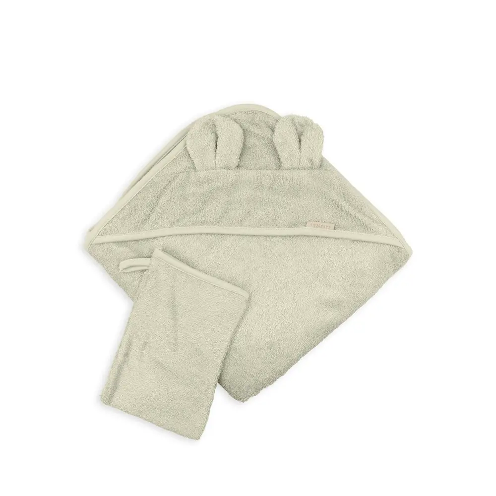Asciugamano Neonato Bamboom Con Orecchie-Guanto e Cappuccio 75x75 Oyster Grey - accappatoi