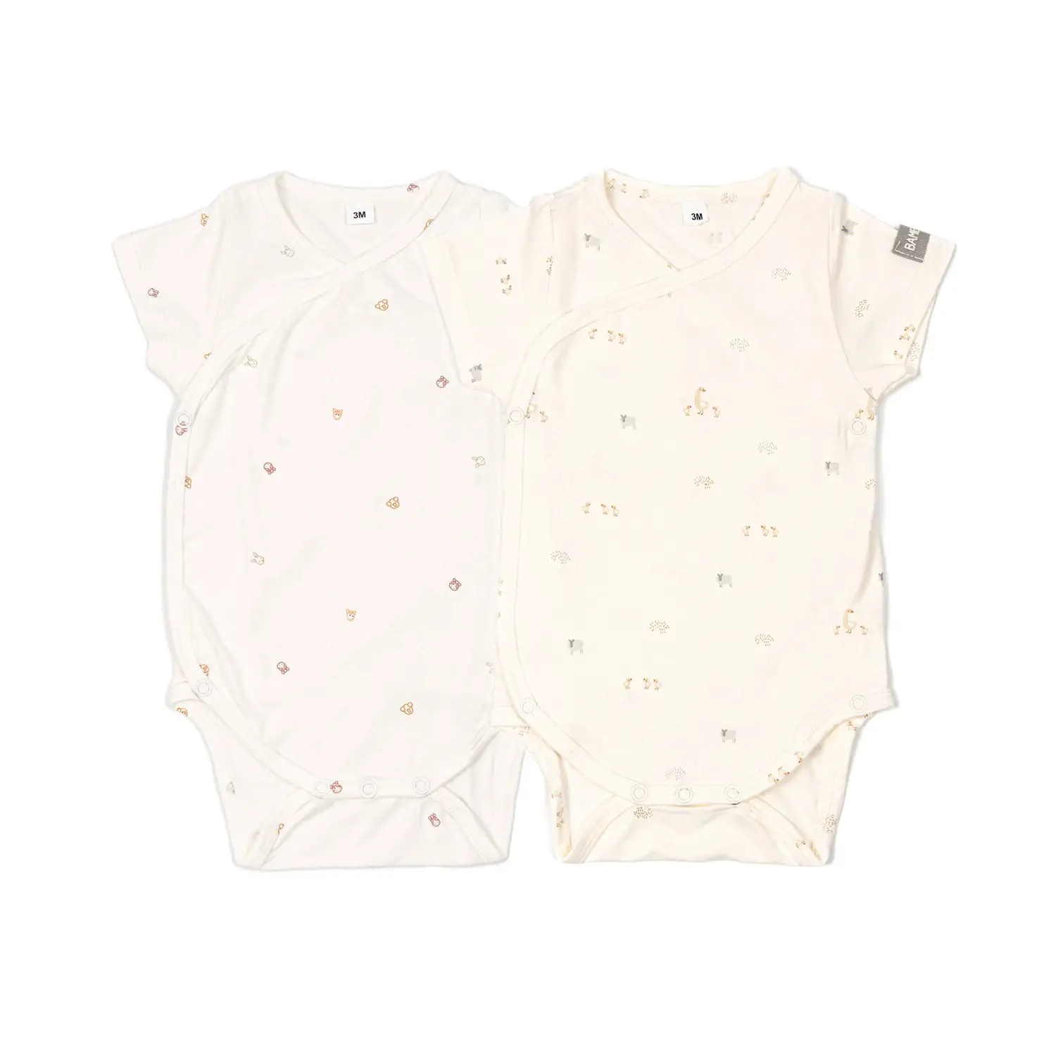 Body Maniche Corte Print Animals Mix - Taglia 6 Mesi- 2 Pezzi Rosa e Bianco - intimo neonato