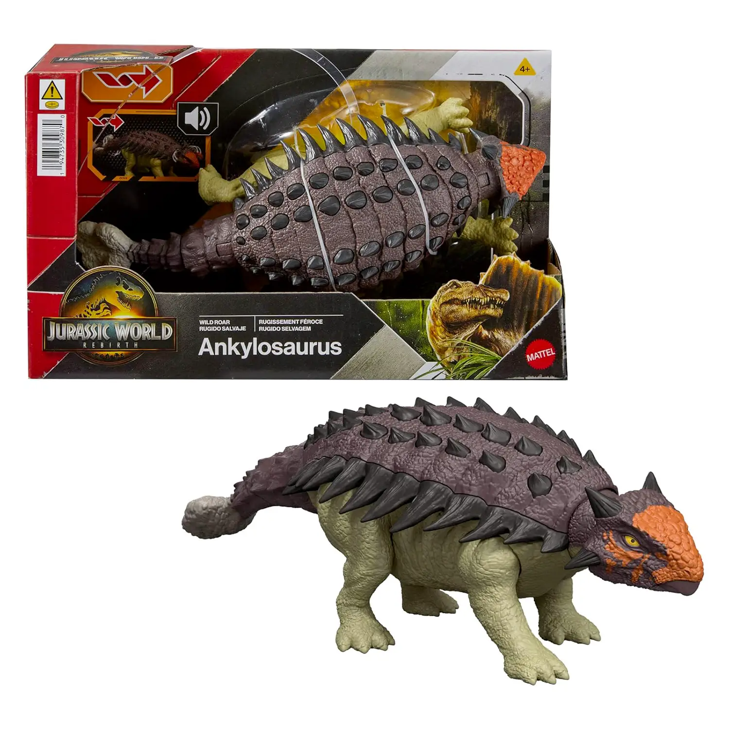 Jurassic World Rebirth Ankylosaurus Ruggito Selvaggio - action figures ed accessori