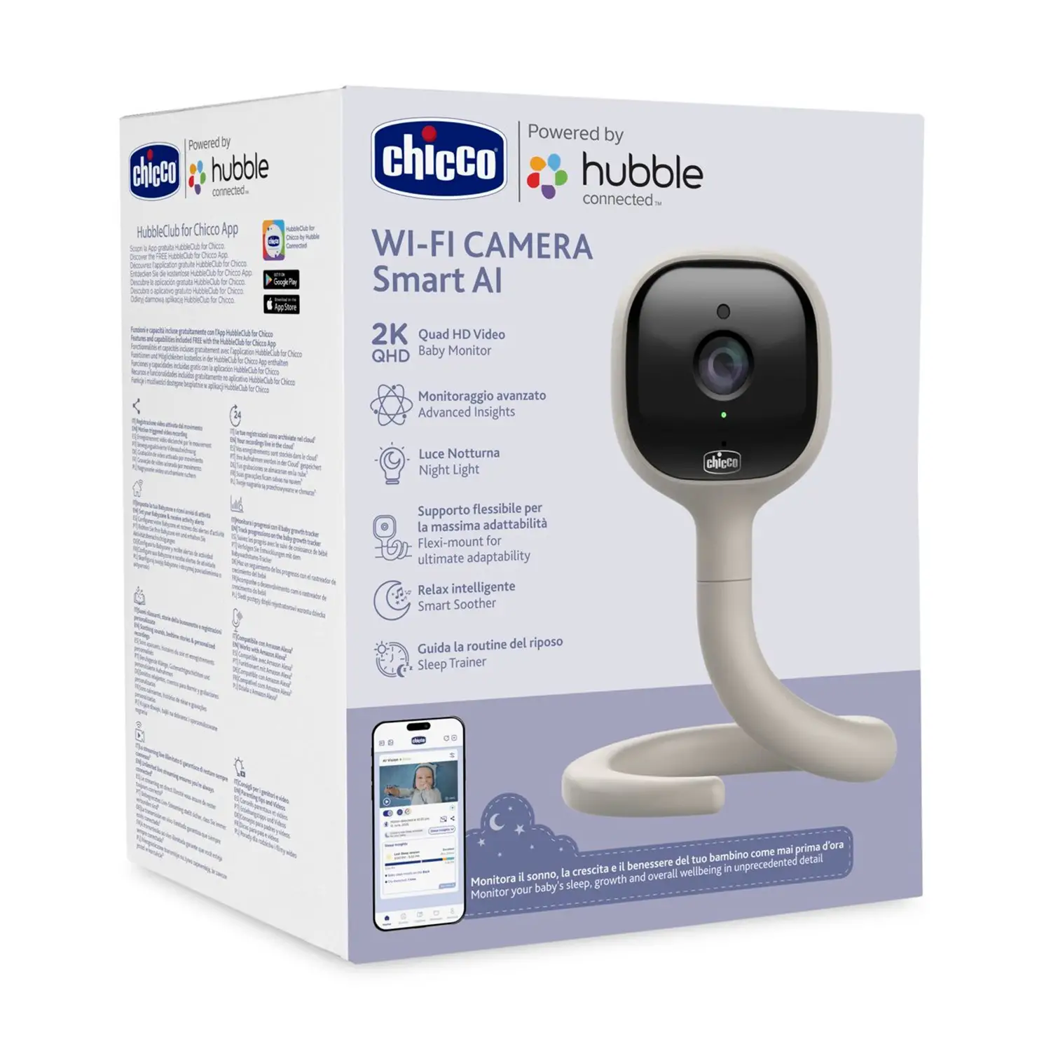 Baby Monitor WiFi Smart AI 2K UHD Notturno - interfono videomonitor