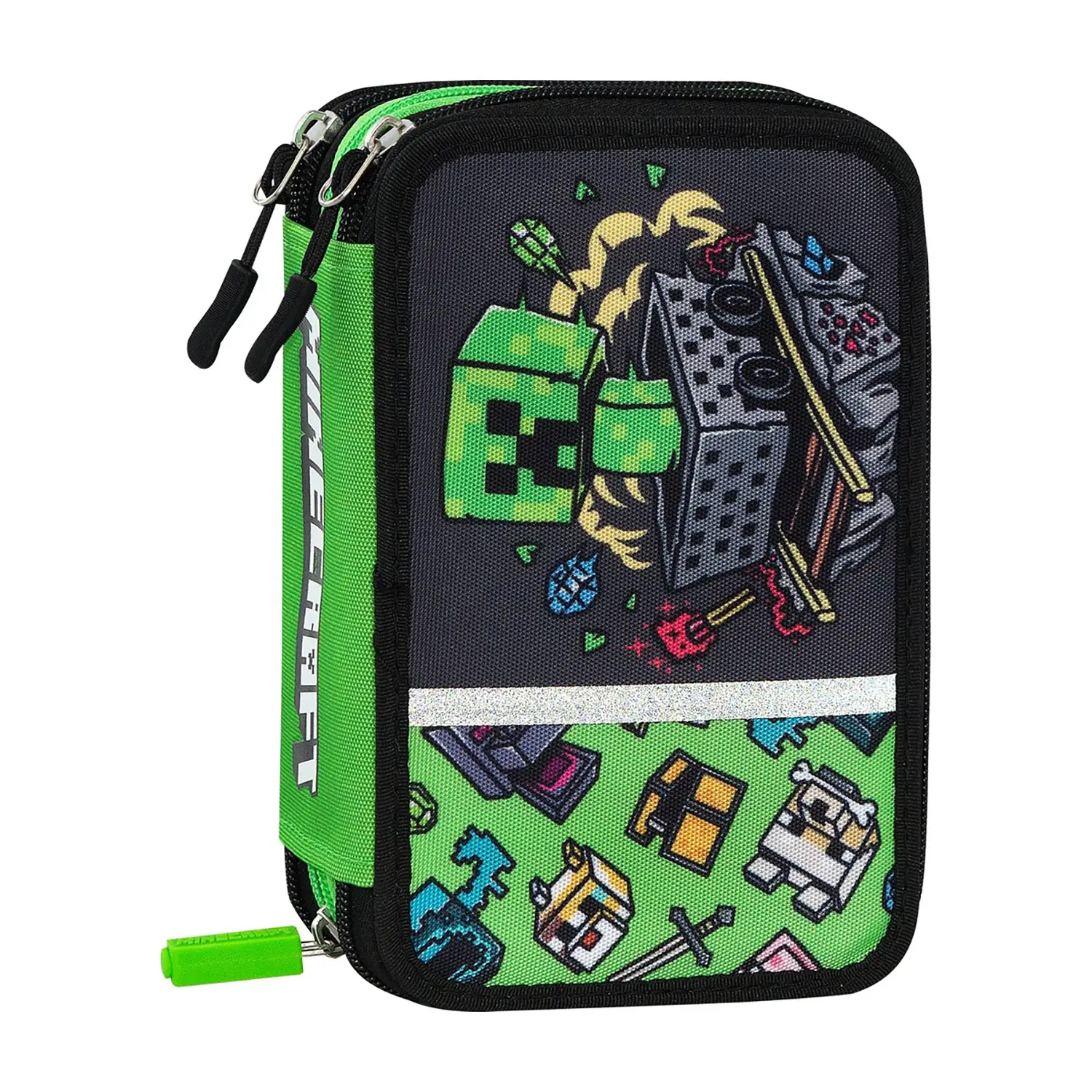 Minecraft Astuccio 3 Zip con Corredo Scuola Mascots - astucci colori