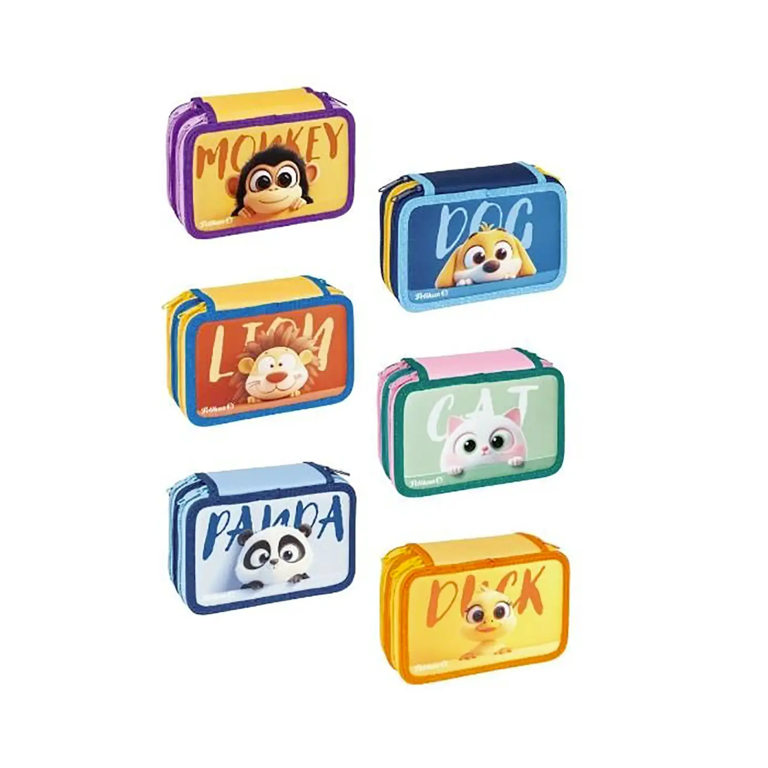 Astuccio 3 Zip Happy Animals - astucci colori