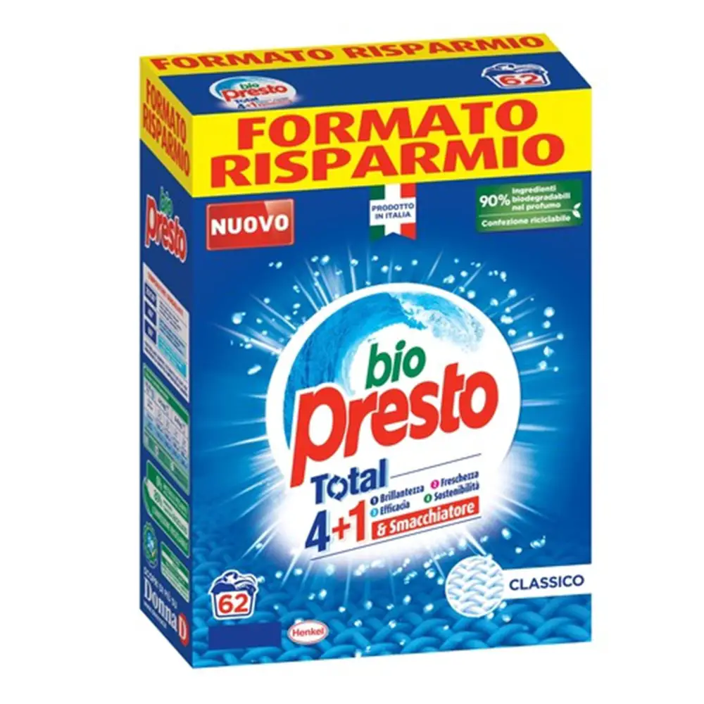 Bio Presto Detersivo Polvere Bucato Lavatrice 62 Misurini - Igiene e Pulizia