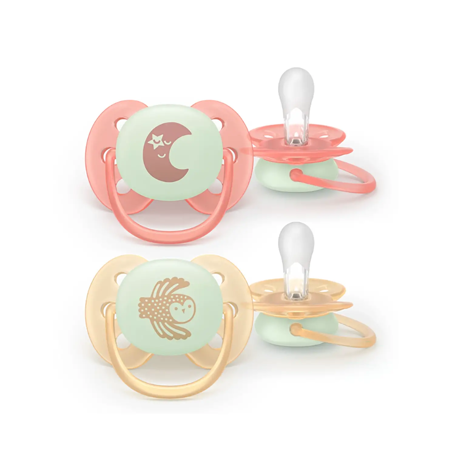 Ciuccio Philips Avent Ultra Soft Night 0-6M Luna/Gufo - ciucci